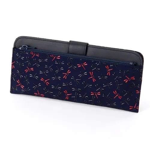 🇯🇵🇯🇵🛬🛬日本製造印傳蜻蜓圖案鹿皮🦌＆牛皮🐂薄型長錢包👛現貨💰