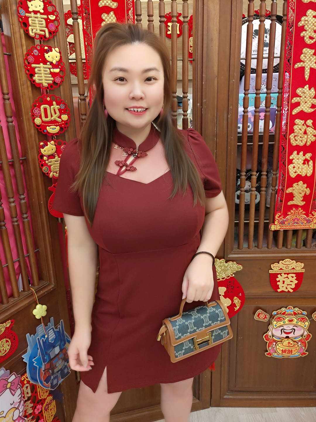 TW#5187 设计款透纱旗袍款连身裙