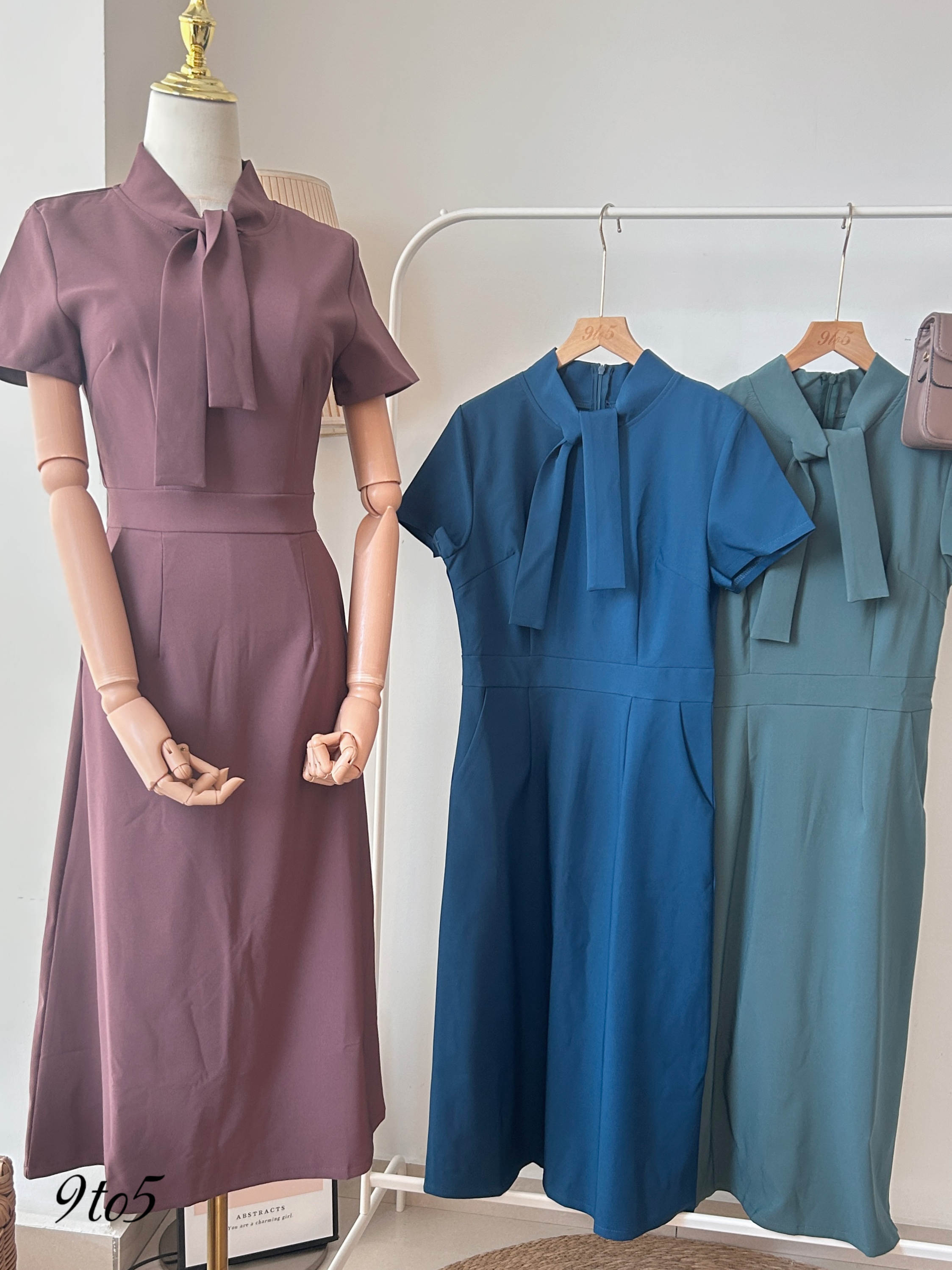 D2346 Short Sleeves Working Dress (3 colors)