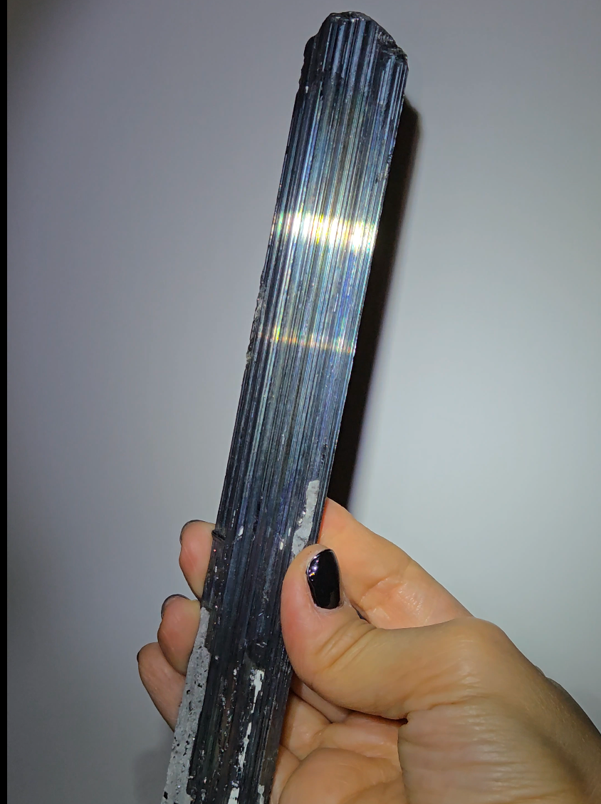 Stibnite wand with natural terminations, rainbow iridescence - STB10