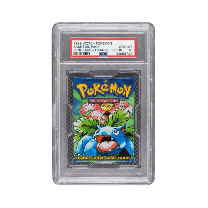 1999 Pokemon Base Set Base Foil Pack Venusaur Triangle Error Ver - PSA10