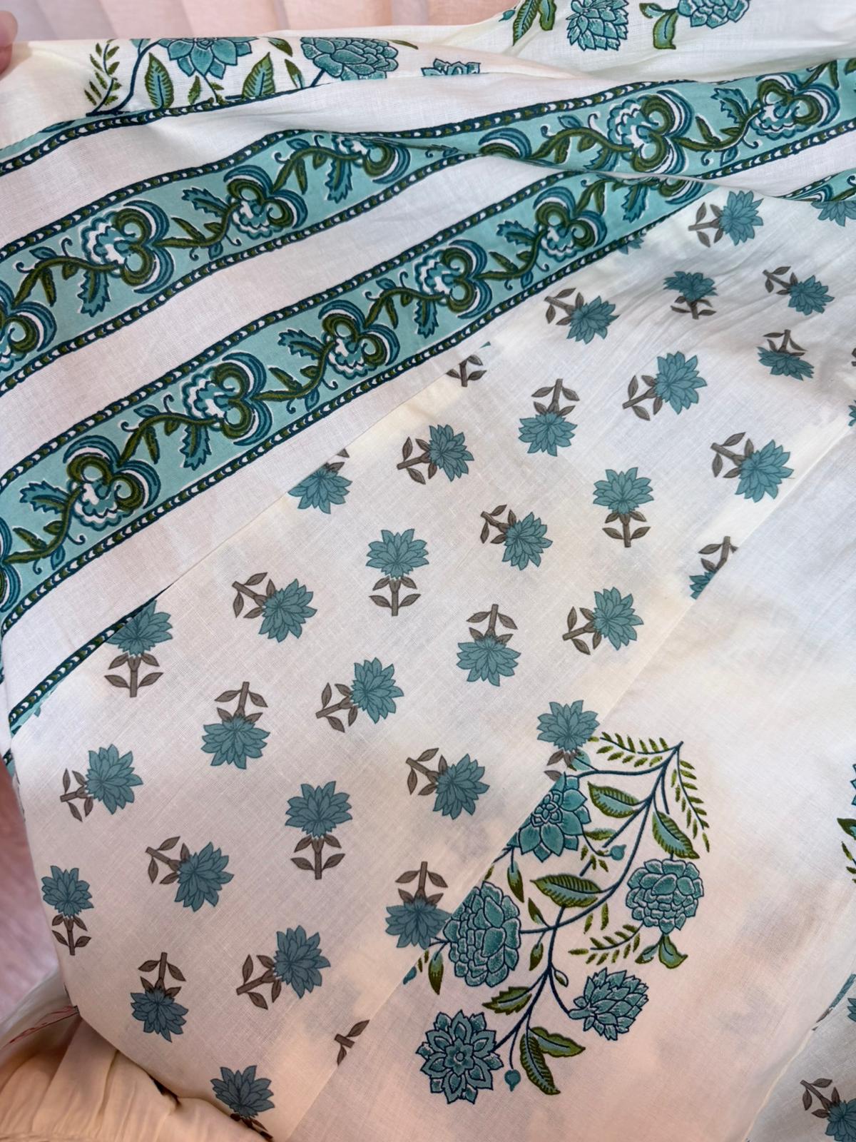 520 White with Green Print Skirt