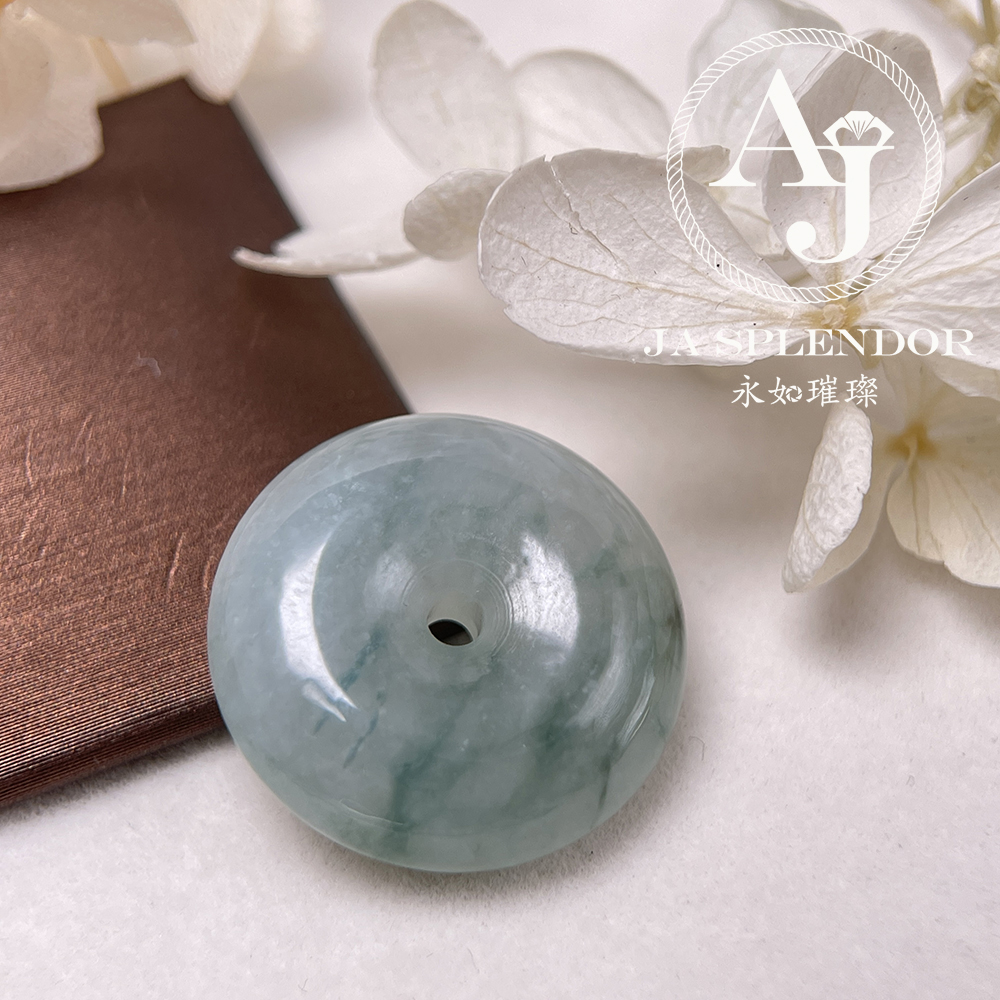 JN-177 天然翡翠A玉 冰種飄綠平安扣