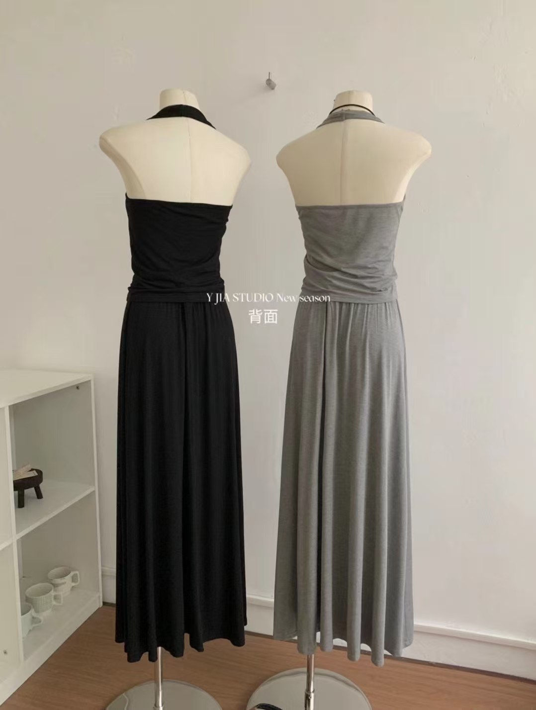 4373 气质慵懒挂脖套装三件套