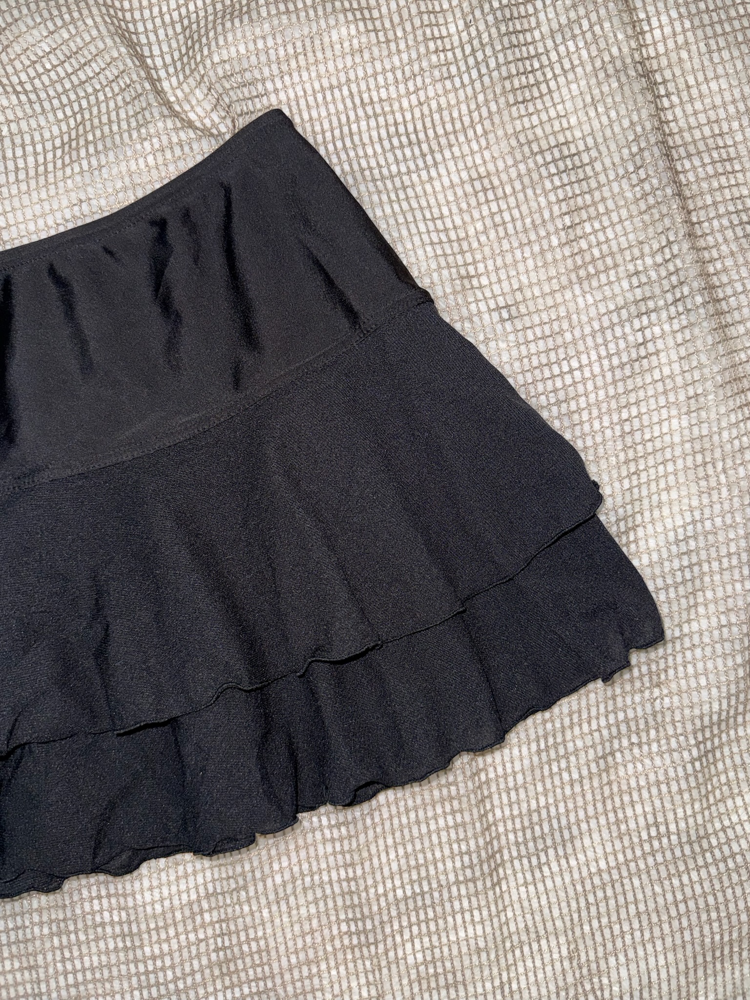 Black Tiered Ruffle Mini Skirt