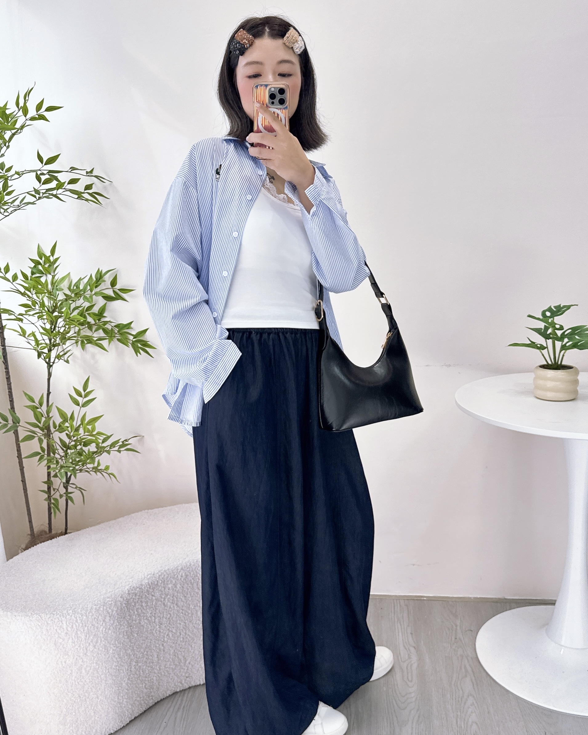 垂感冰絲斜布彎刀褲 3色