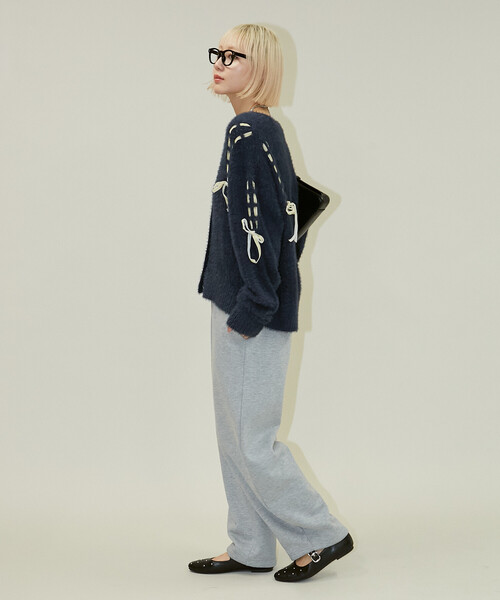 蝴蝶結綁帶針織外套