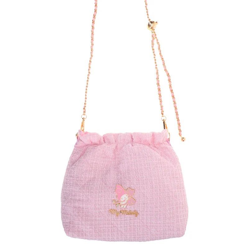 My Melody 淺粉色絨布金球水桶袋