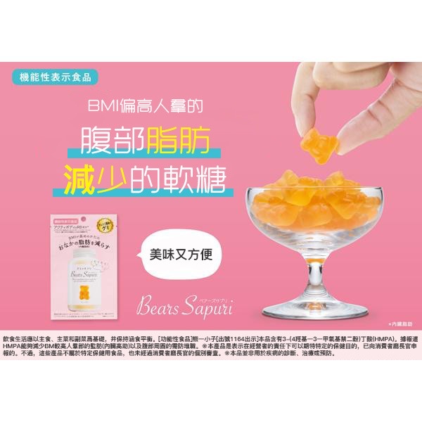 日本 BEARS SAPURI 減肥瘦身熊仔軟糖 60G