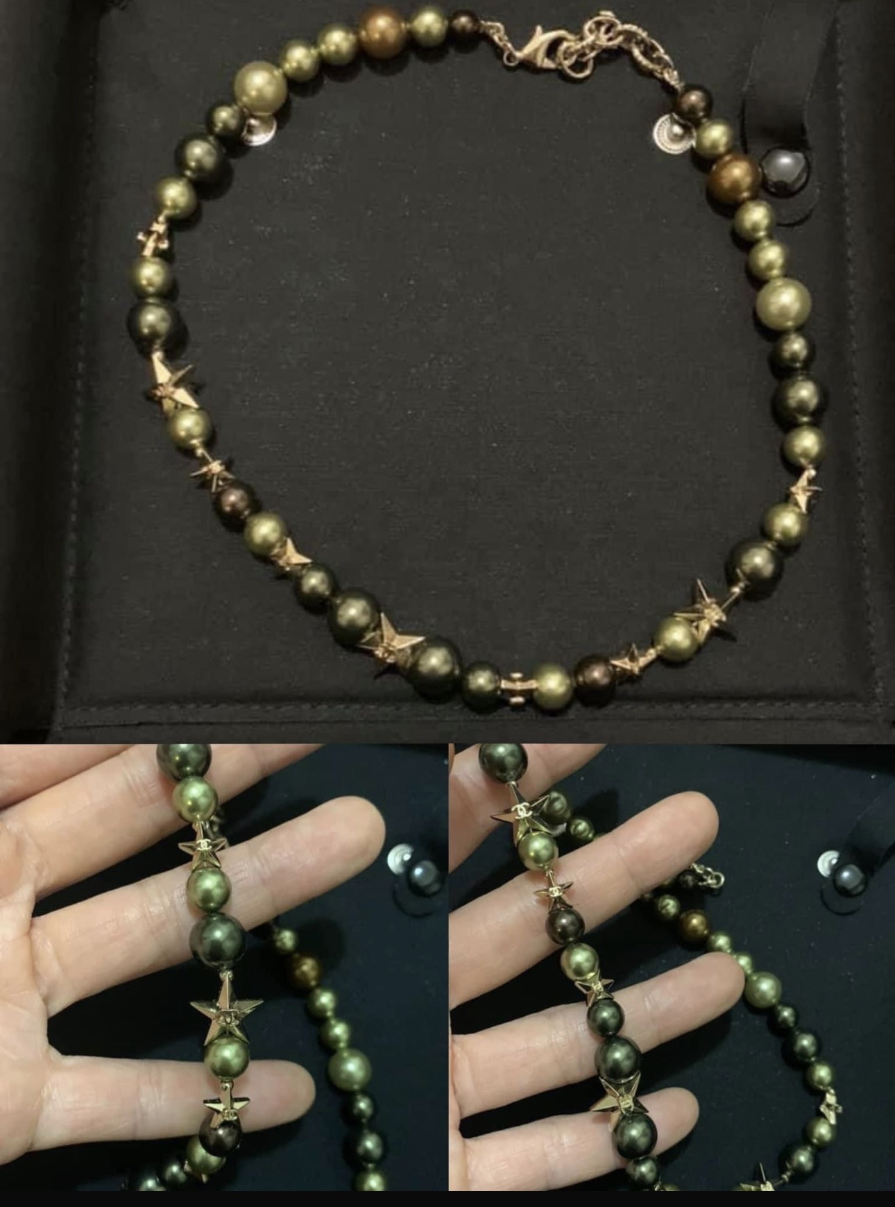 Chanel金色星形珍珠項鍊