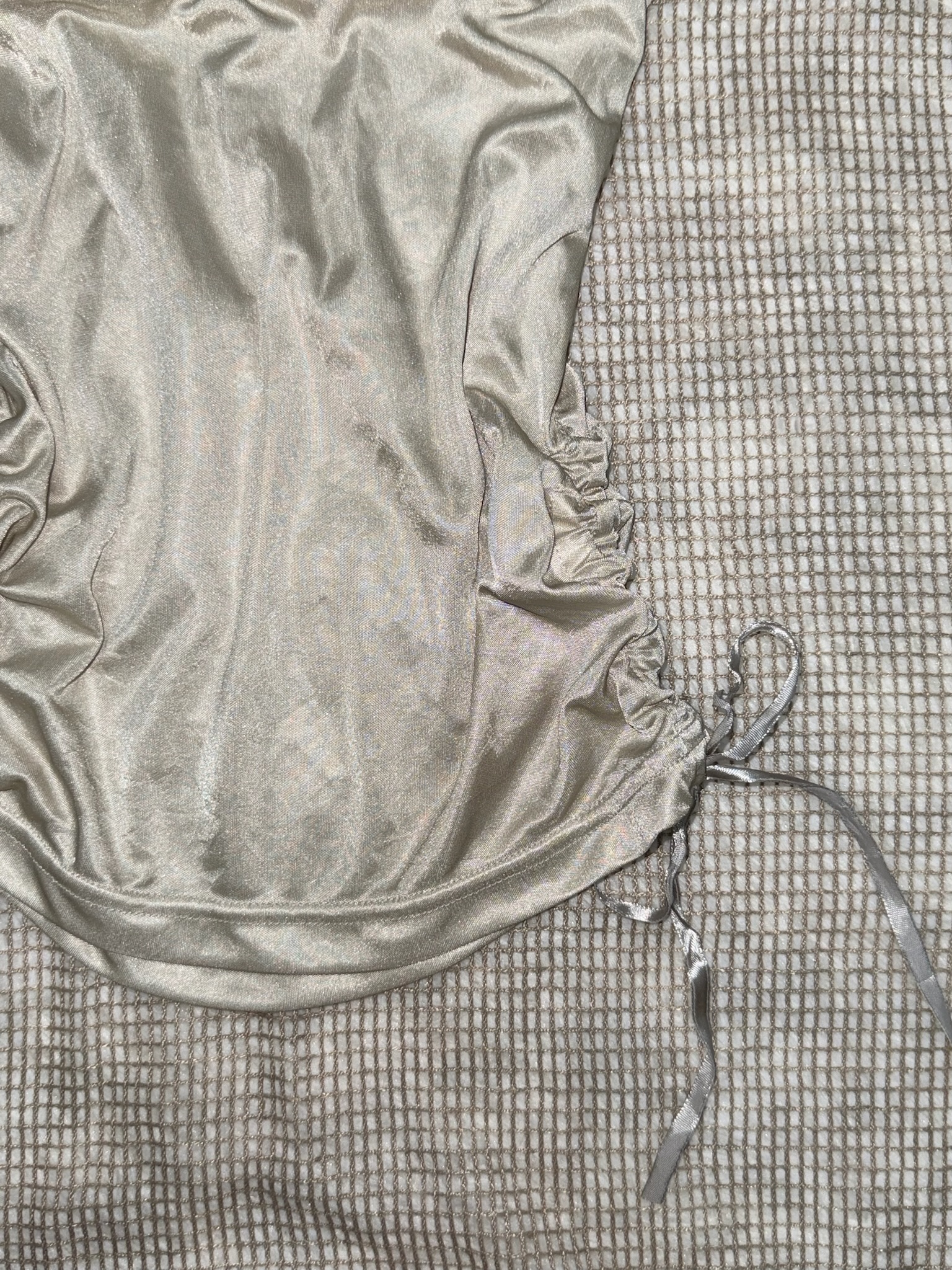 Satin Bustier Cami with Lace Trim and Ruched Sides