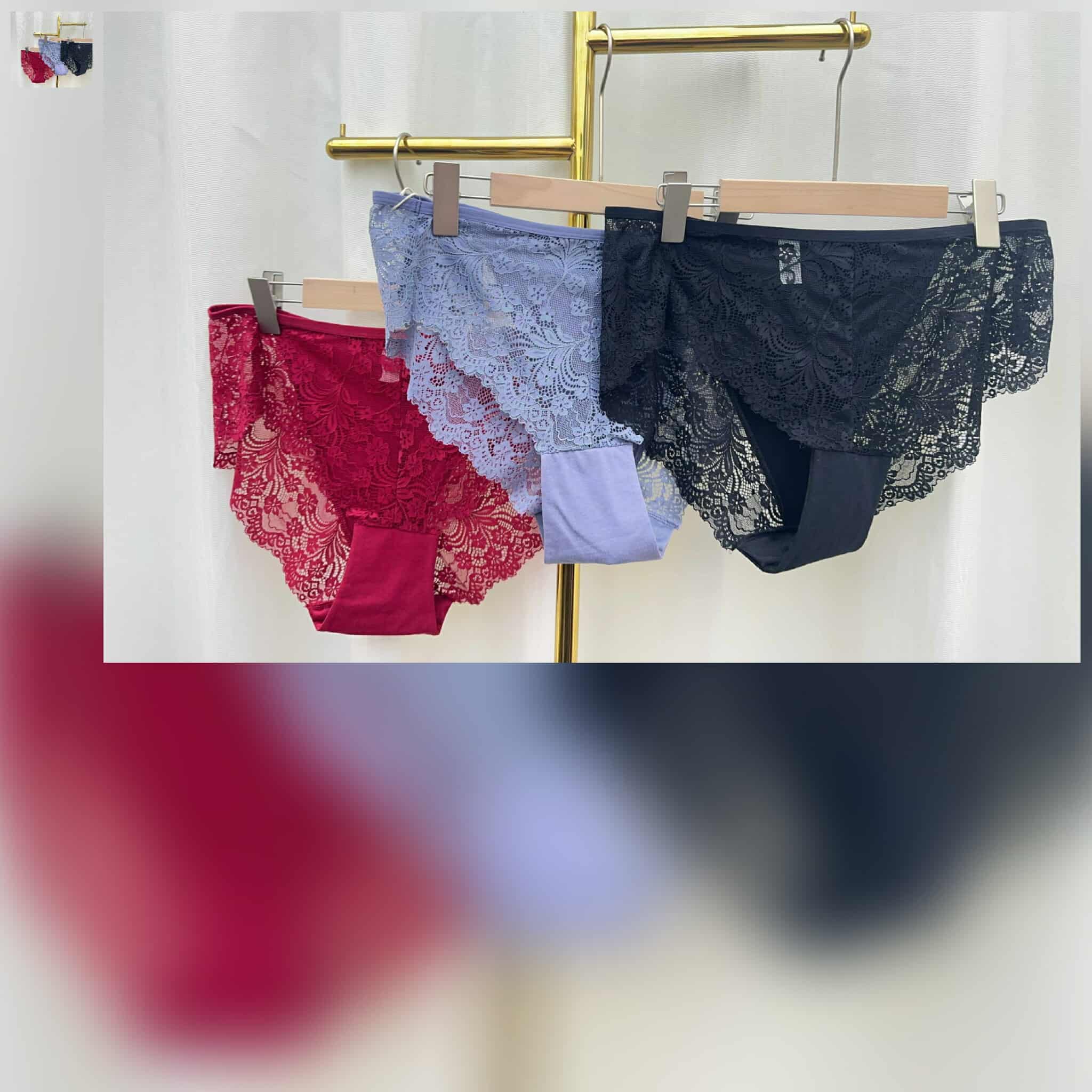 TW#530 蕾丝拼后冰丝性感内裤（一套三件）