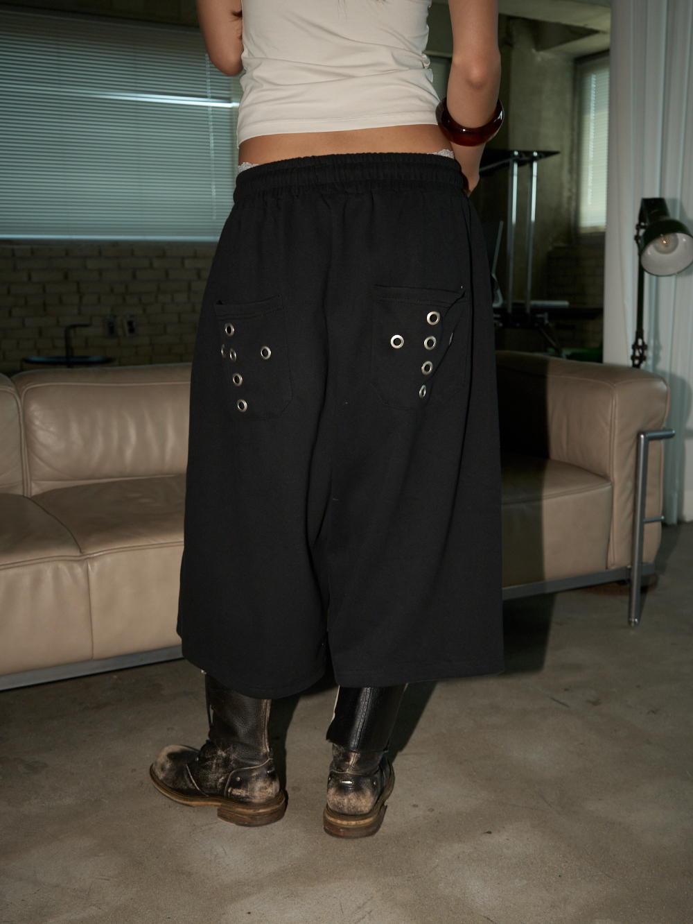 Back Pocket Eyelet Bermuda Pants