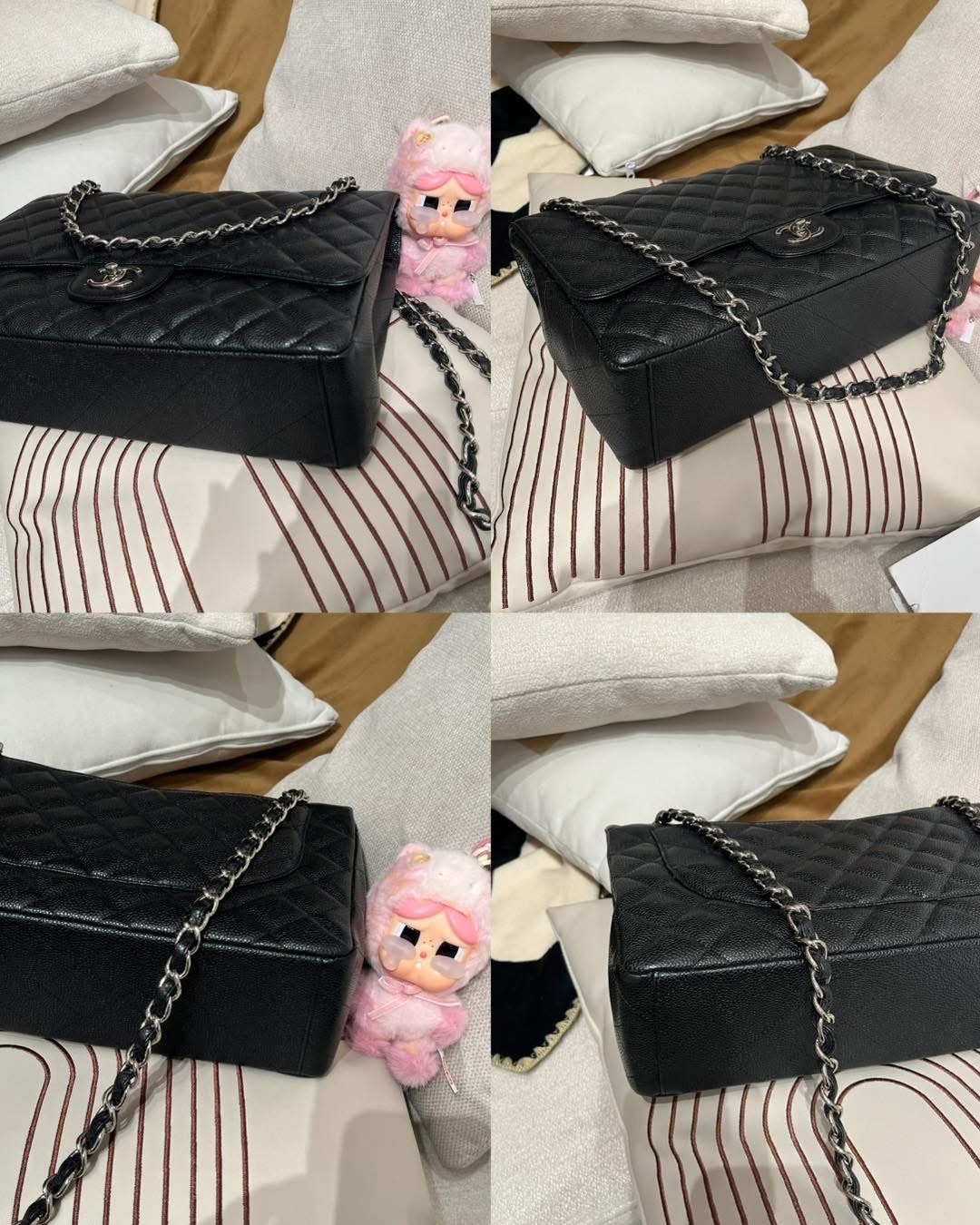 Chanel Maxi jumbo single flap 33cm黑色荔枝牛皮,100%Authentic ,98%new ✅13card✅dust bag ✅box 