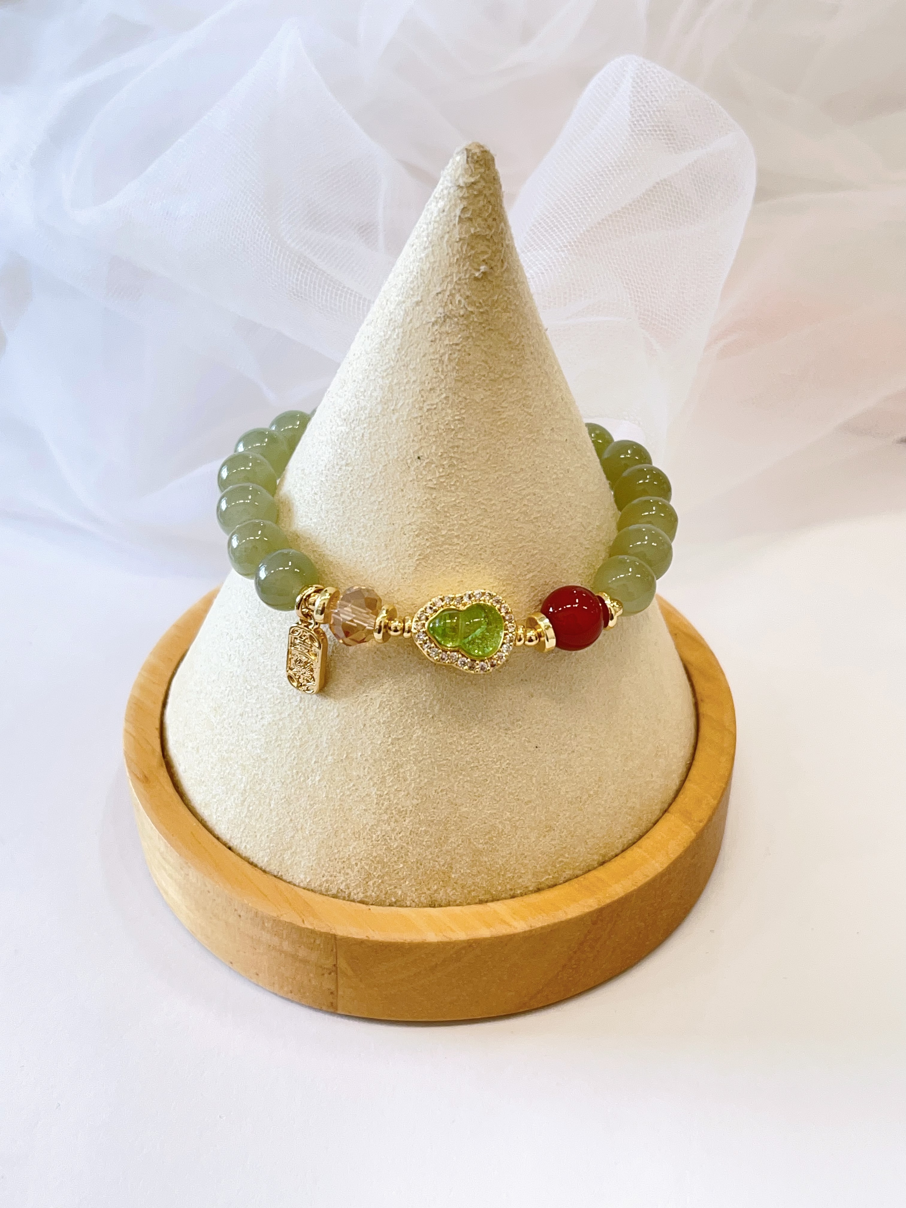 💛 黄塔晶 × 冰飘南红 × 葫芦吊饰手串 Citrine, Icy Nanhong Agate & Gourd Charm | 8mm