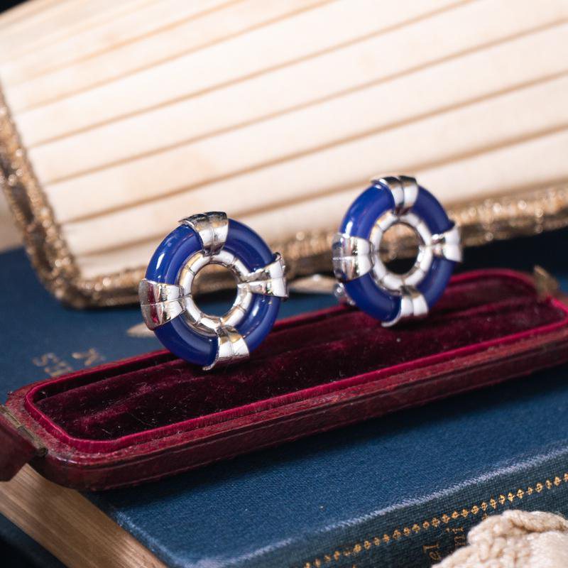 Vintage Sarah Coventry c.a. 1960s Life Buoy Clip Earrings (MN389)