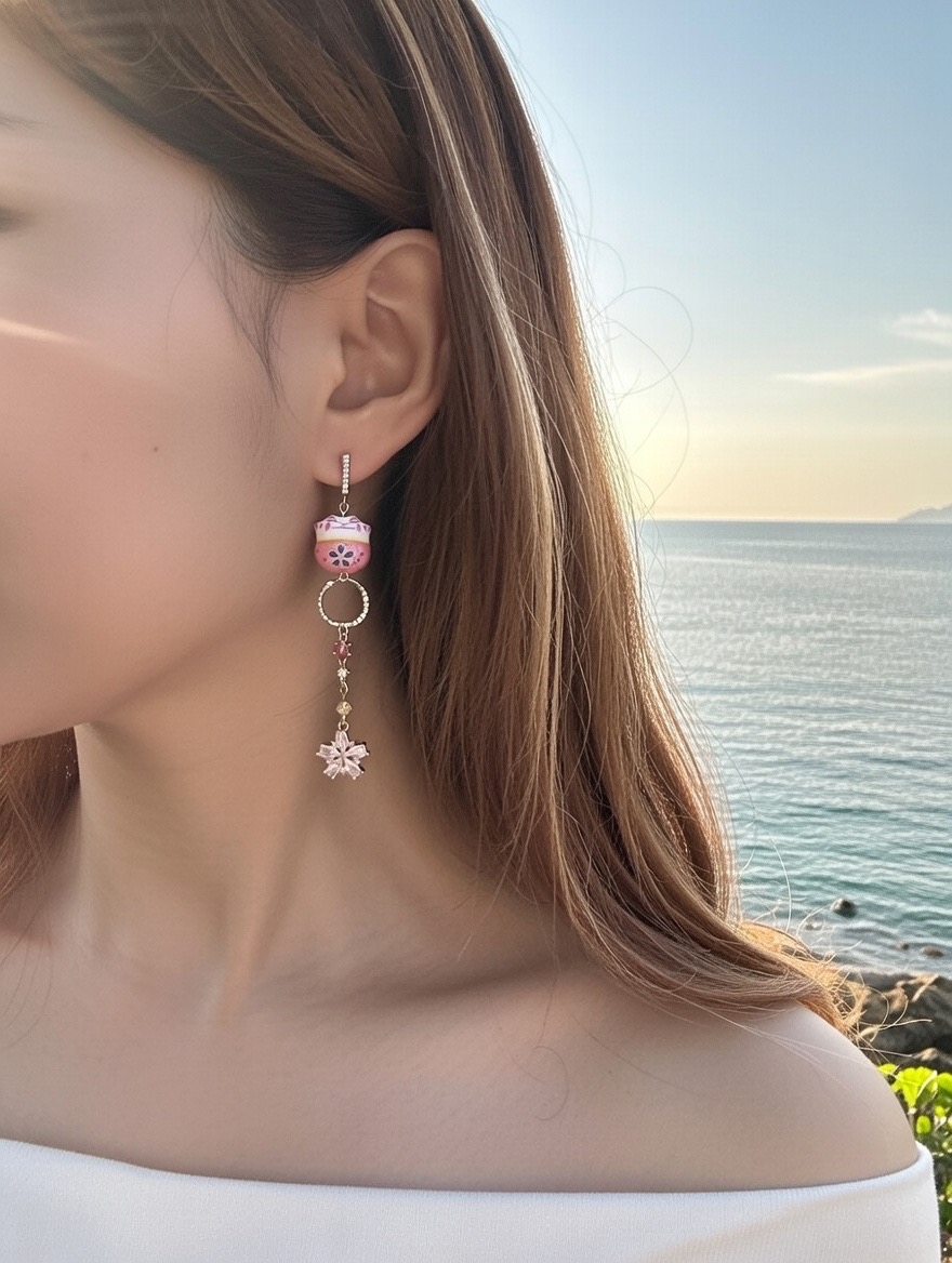 粉招財貓耳環🌸戀愛