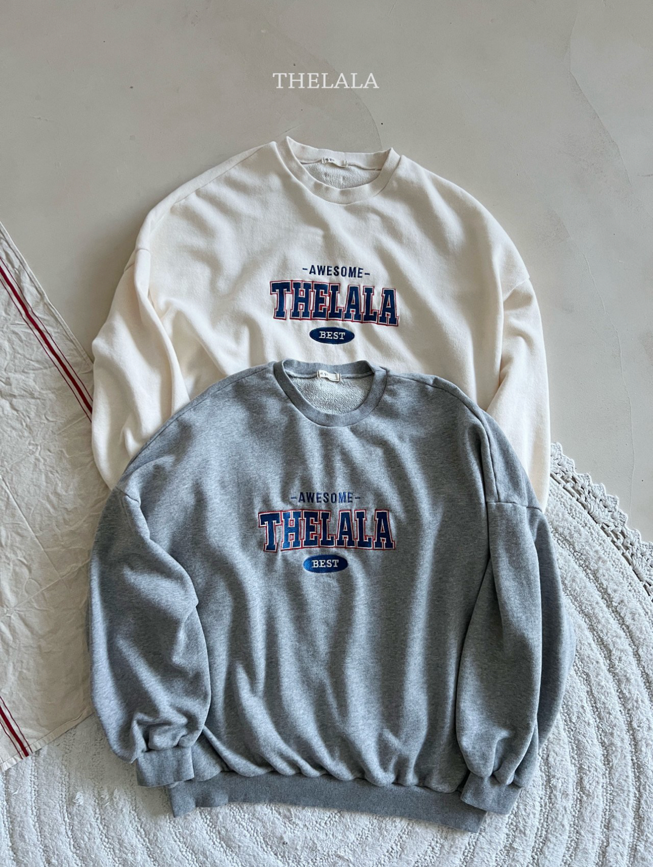 🌸預訂 韓國直送🌸🇰🇷THELALA兩色親子款標誌刺繡貼花衛衣