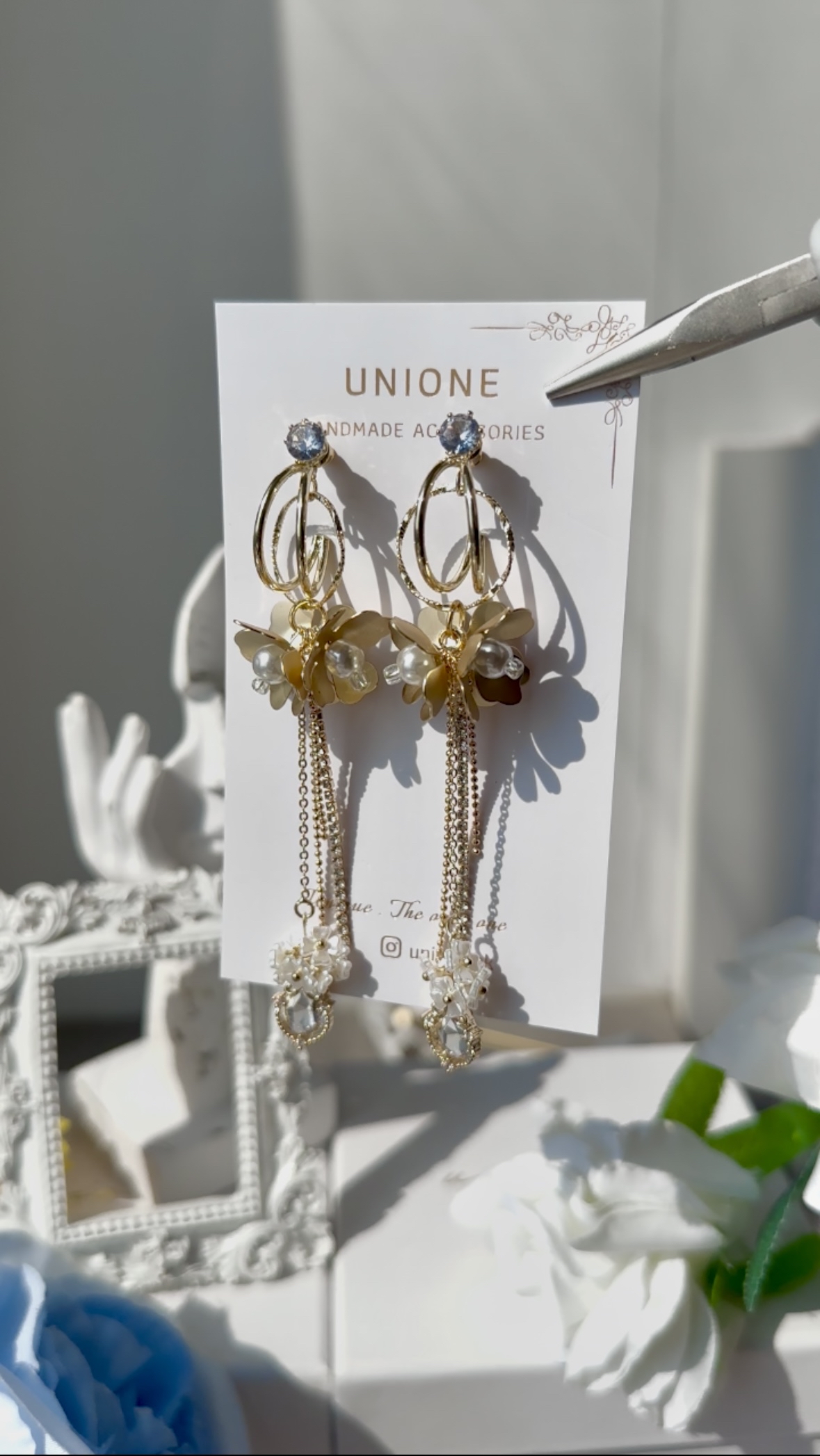 鑽戒花瓣水滴晶耳環💍