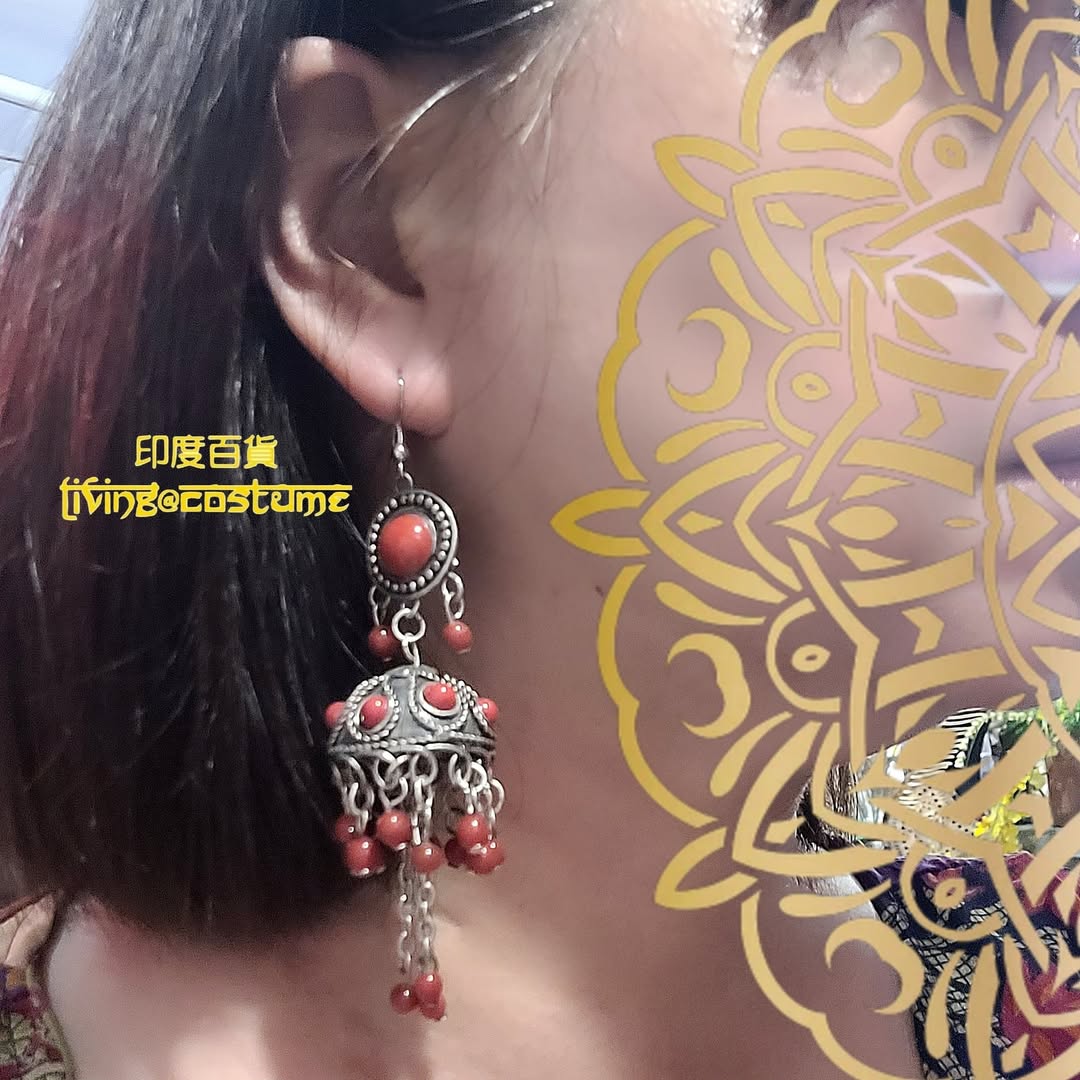 印度黃銅彩石復古風耳環