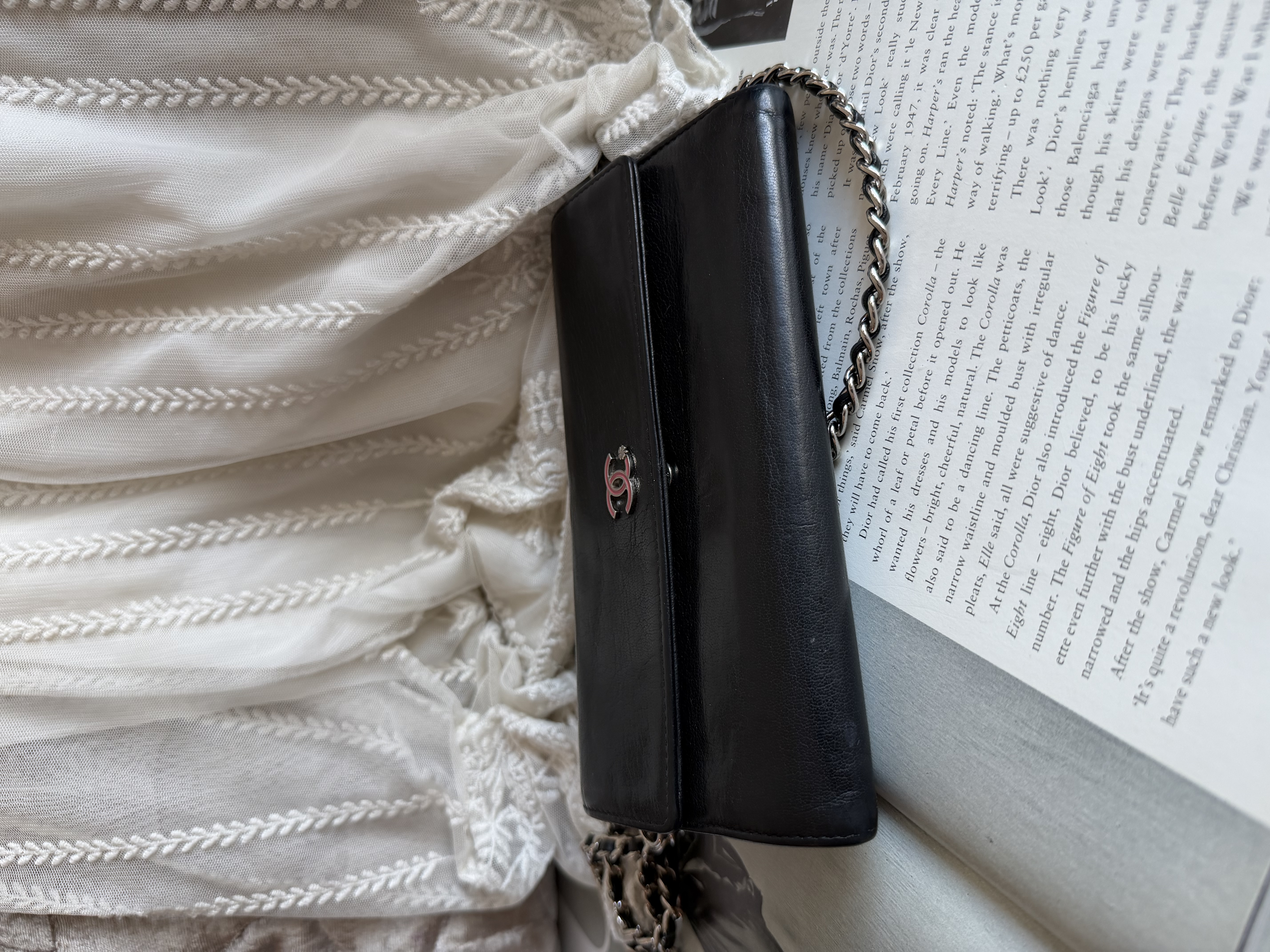 Chanel black leather wallet 