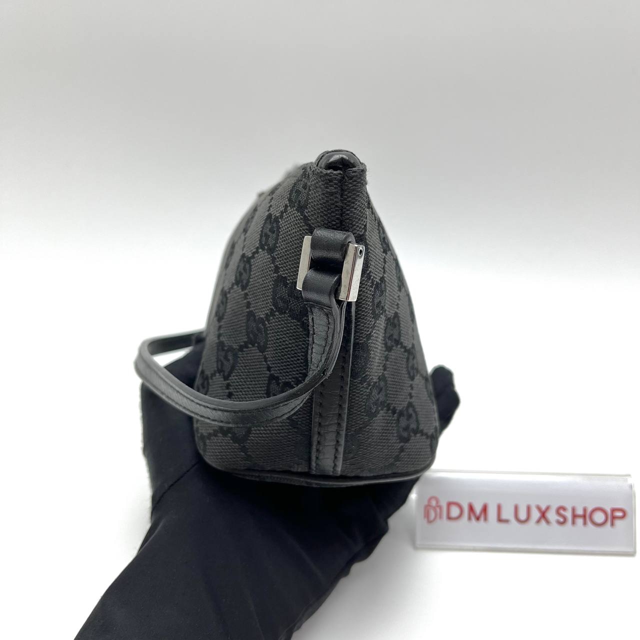 Gucci Black GG Canvas Boat Pochette