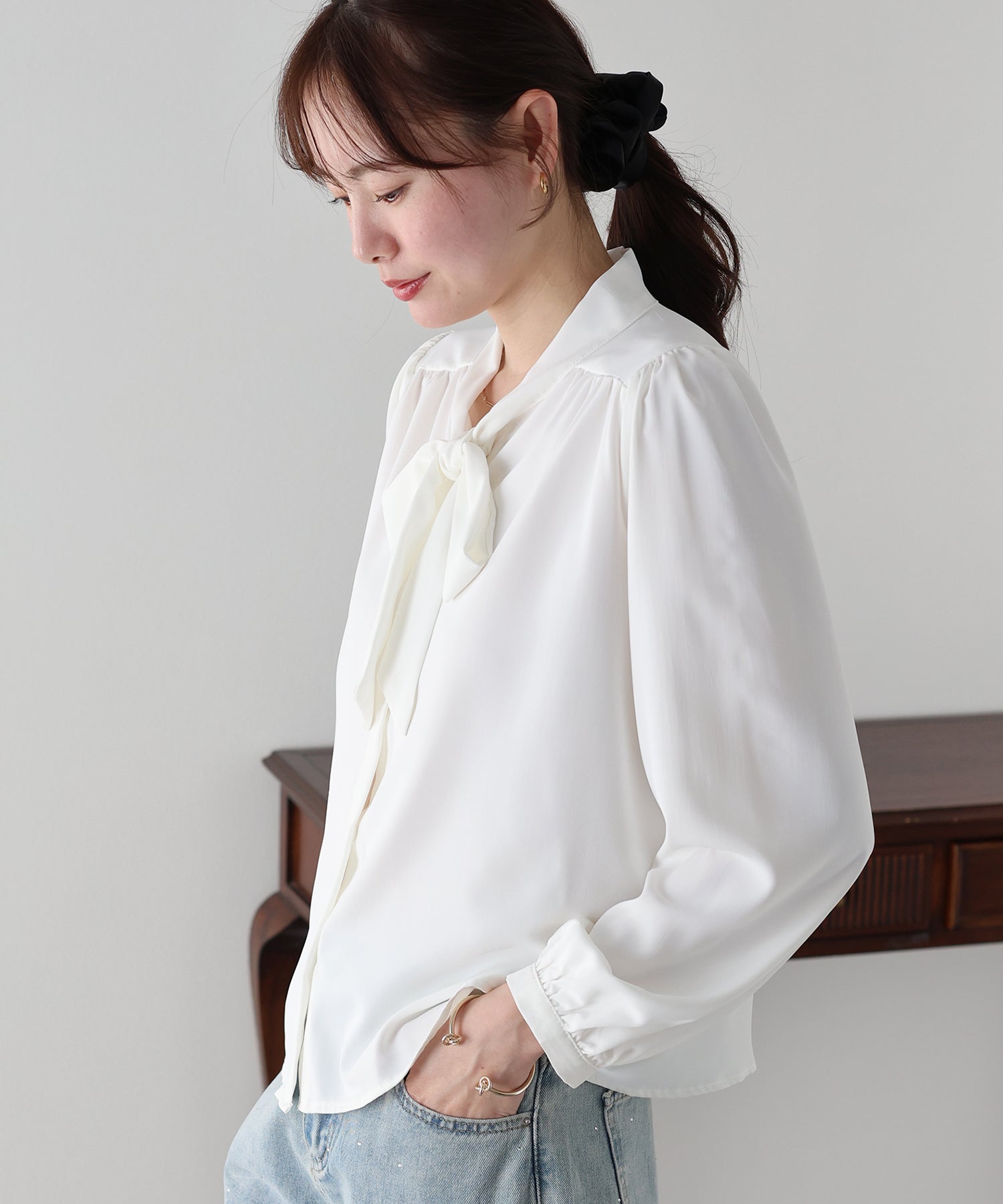 <JP> Soft Ribbon Shirt Blouse* 2色入 <預購>