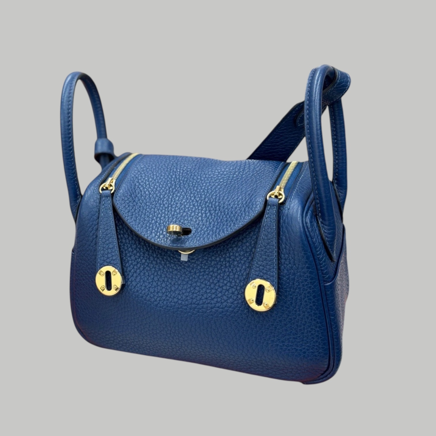 Hermes Lindy Mini 藍色金扣