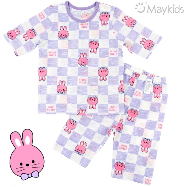 Maykids 7分袖家居服 (紫色泡泡兔)