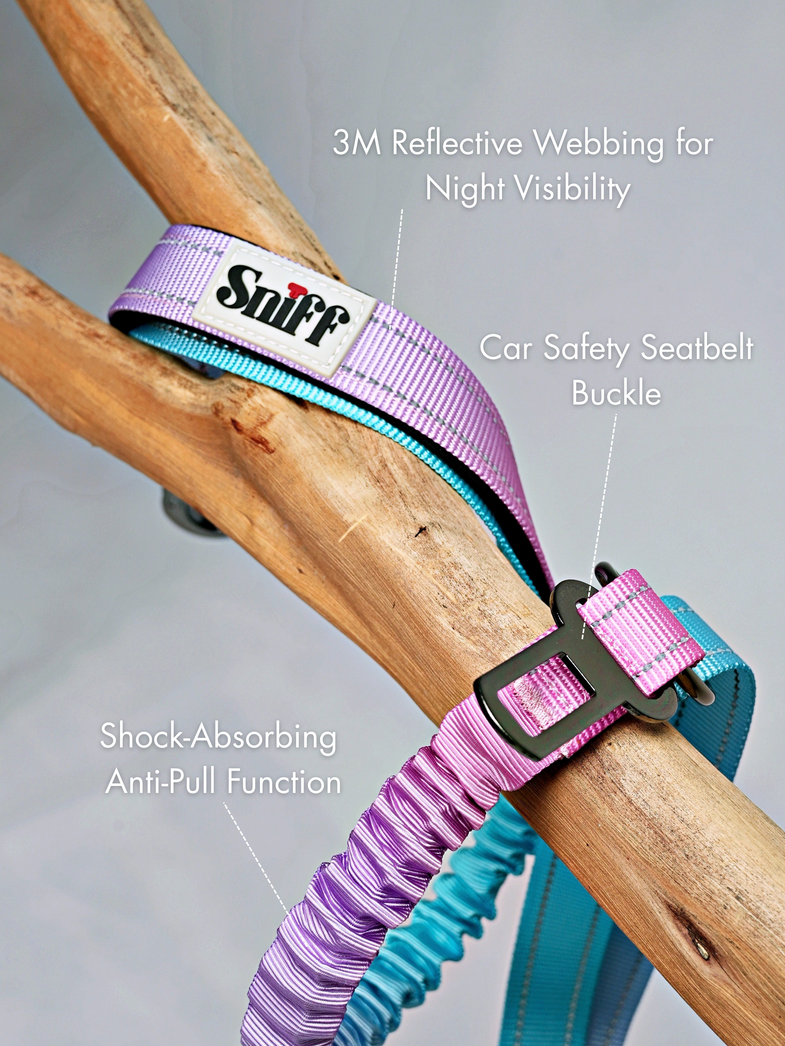 Hands Free Multifunction Leash with Poop Bag - Cotton Candy 