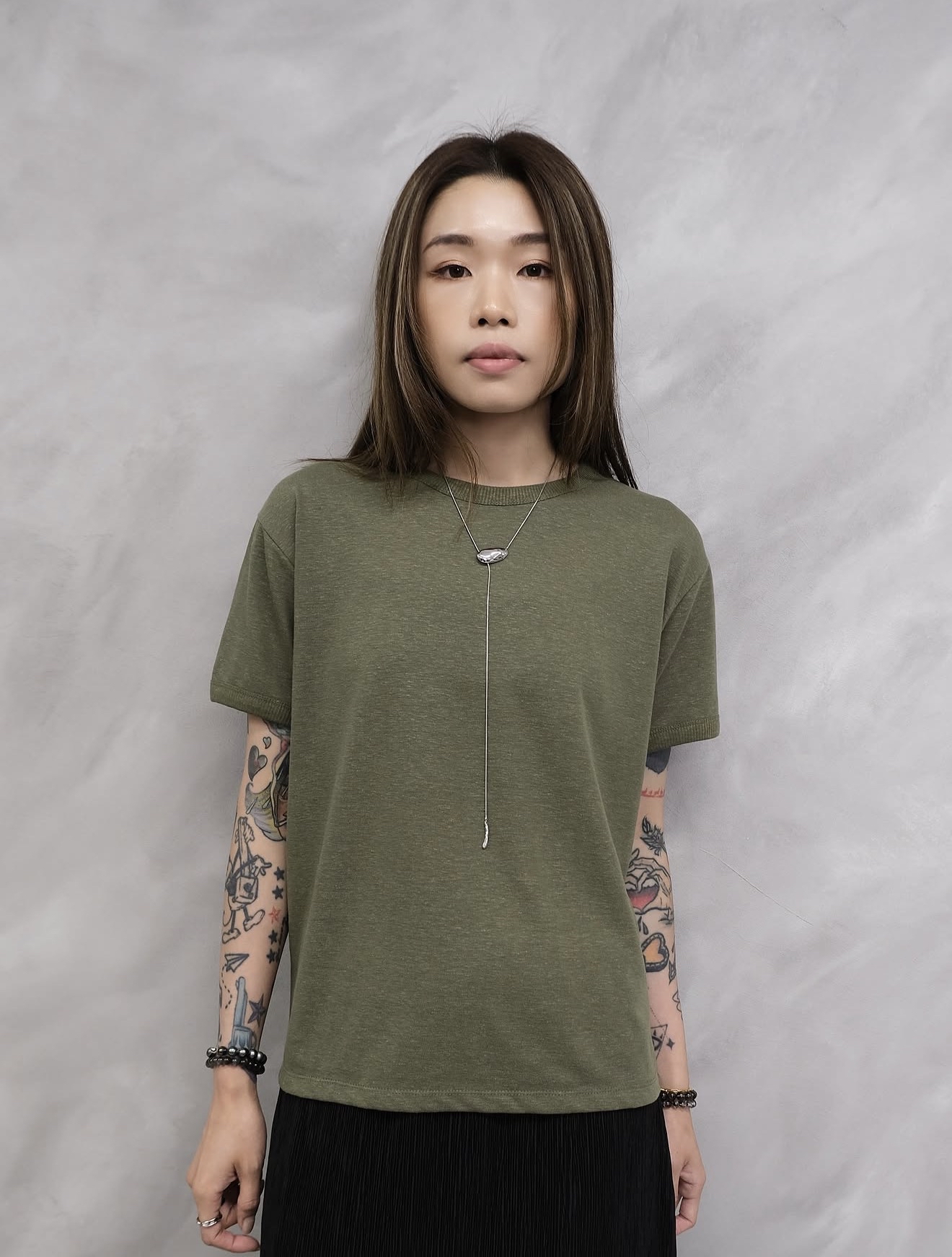Linen basic tee #top139