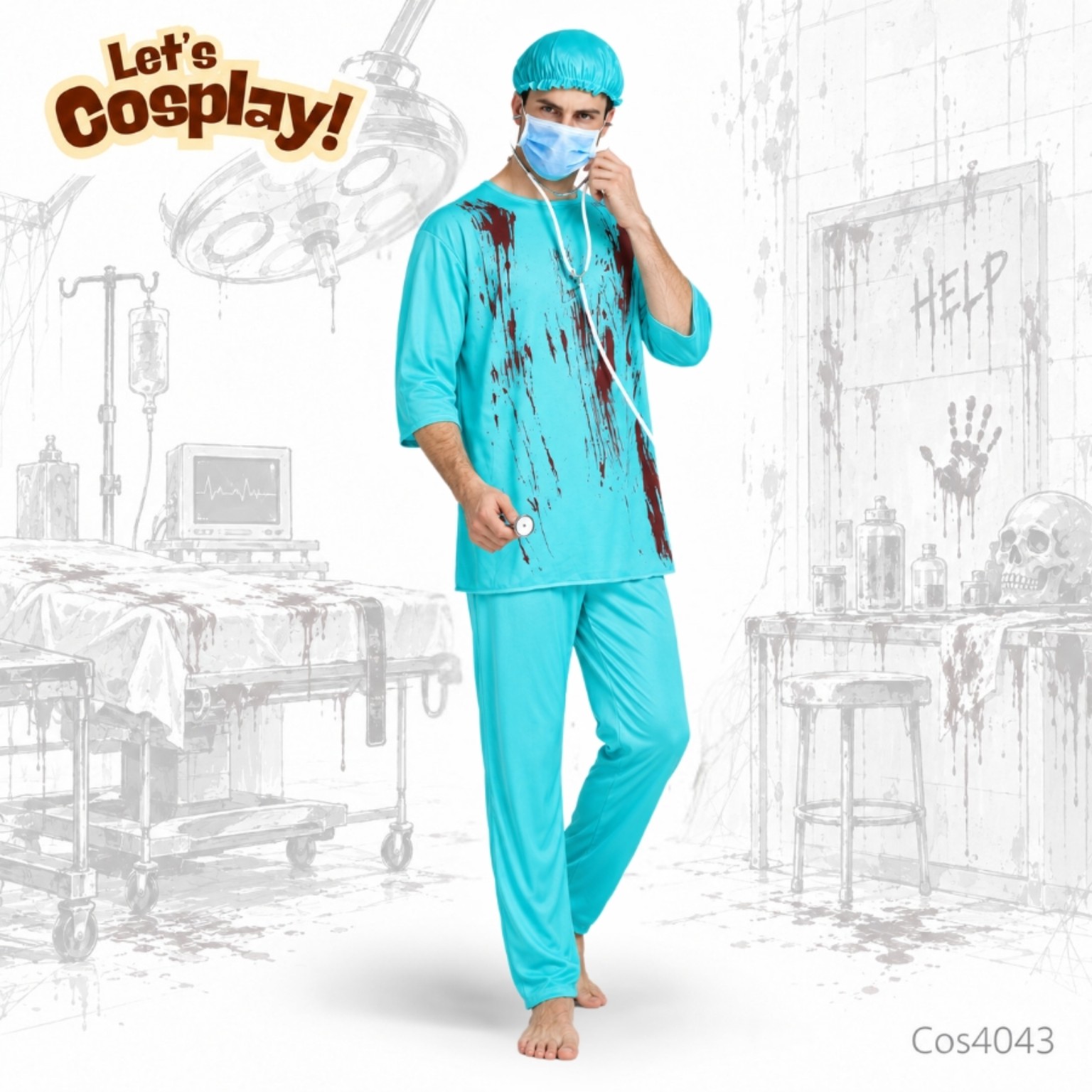 成人萬聖節恐怖醫生角色扮演服 Horror Doctor Costume M–XL｜Lets Cosplay COS4043