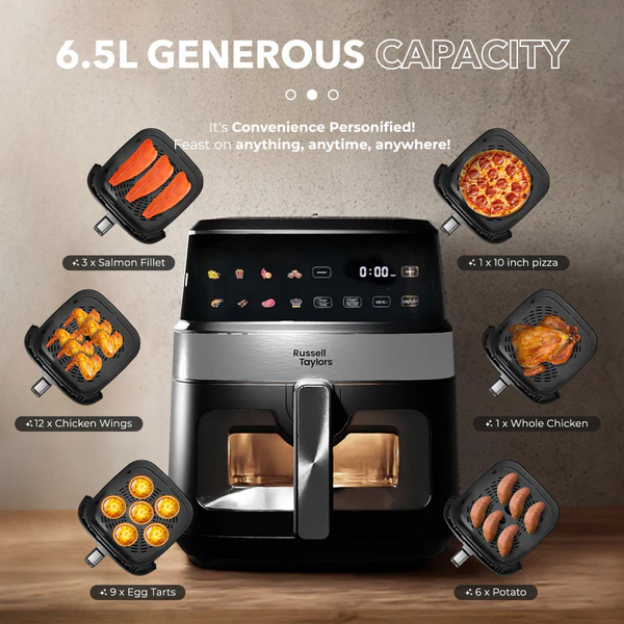 Russell Taylors 6.5L Window Digital Air Fryer (Z7)