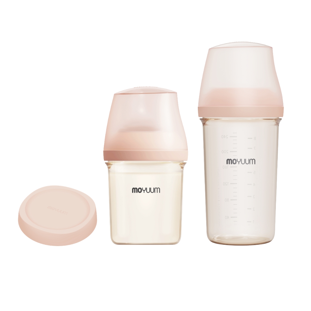 Moyuum - mov.aa PPSU圓口偏心防漲氣奶瓶160+250ml(米色)送mov.aa奶瓶蓋配件(米色)_MY287
