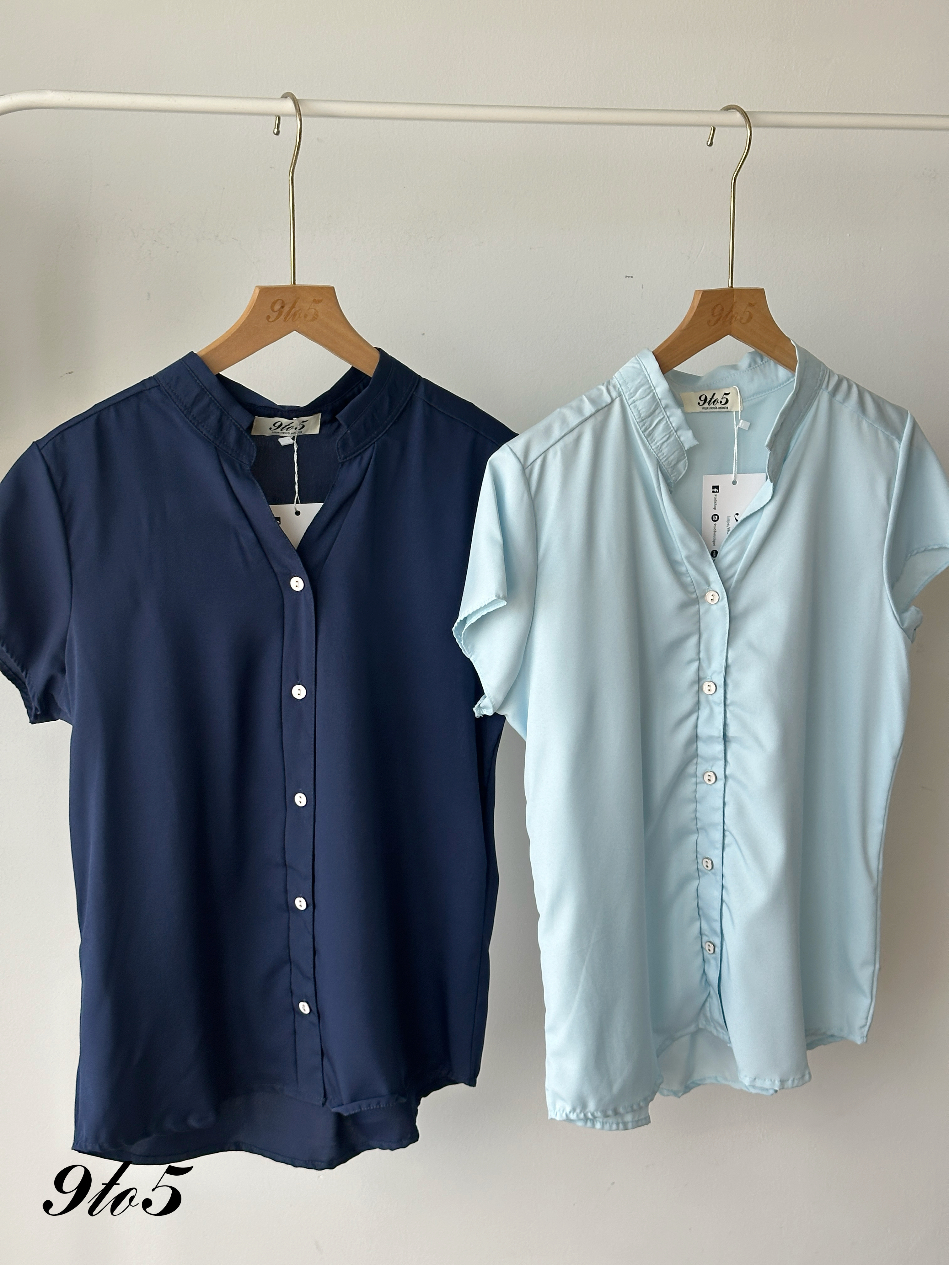T4303 Stand Collar V Neck Shirt - 4 Colors 