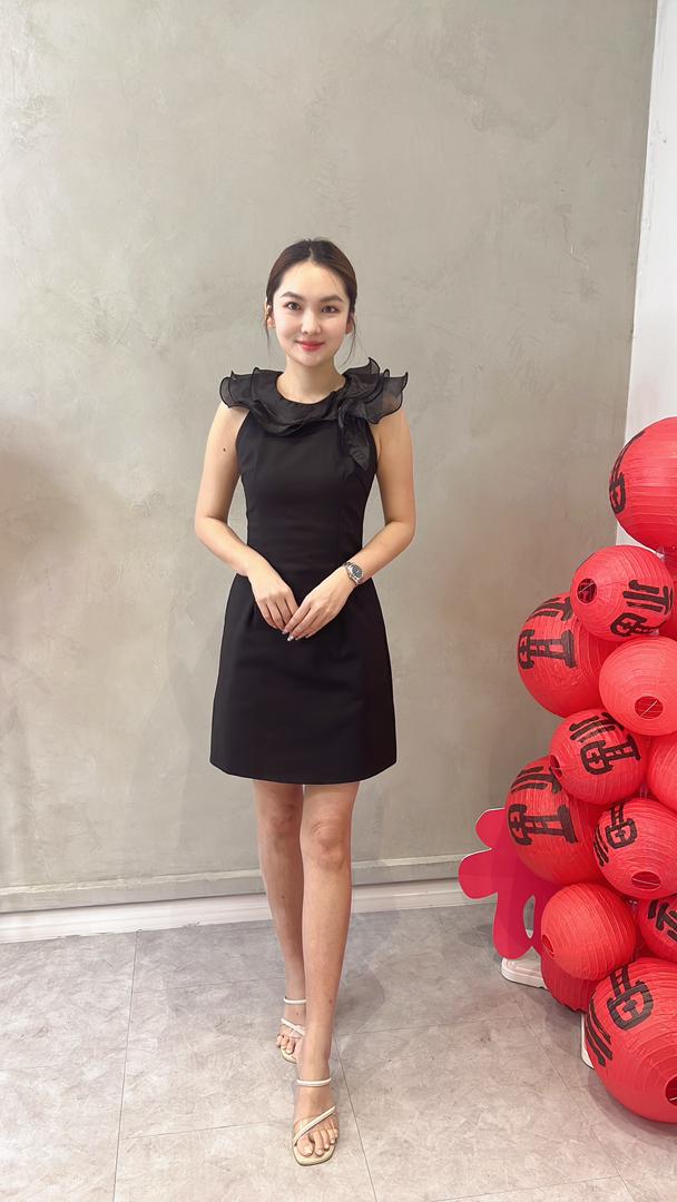 CD2141 DETACHABLE RUCHED COLLAR FIT DRESS