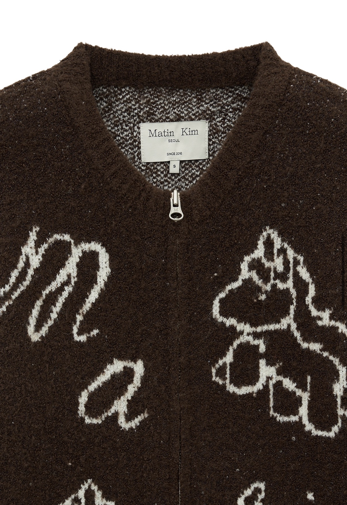 MATIN KIM特價場 MATIN PONI CONI KNIT ZIP UP IN BROWN