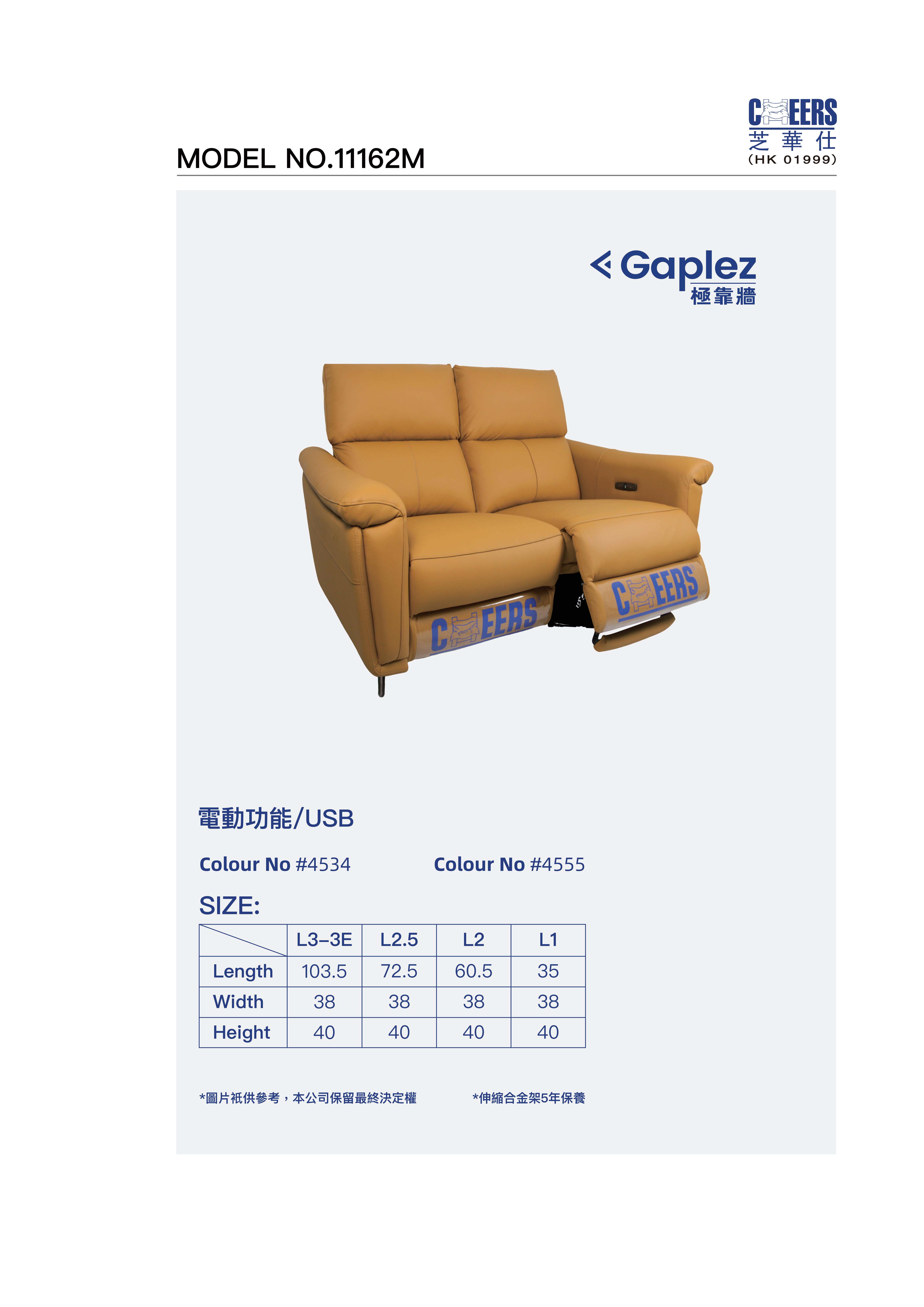 Cheers芝華仕雙座位半真皮梳化(雙電較)TFU11162M-L2-2E