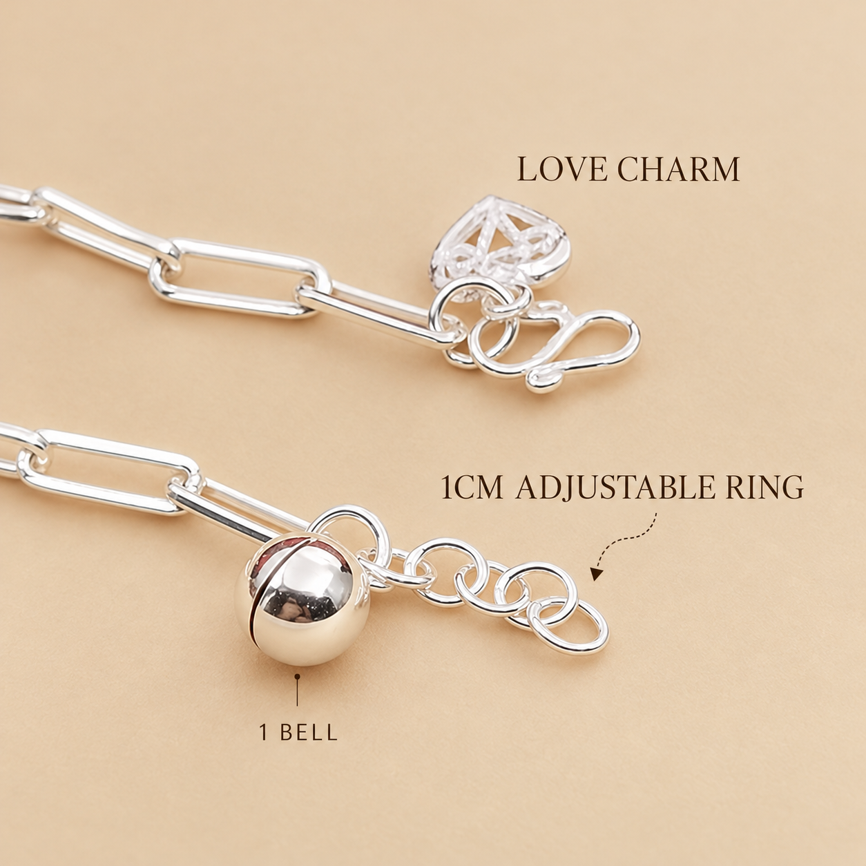 LB2381 Lucky Abacus Paper Clip Chain Bracelet
