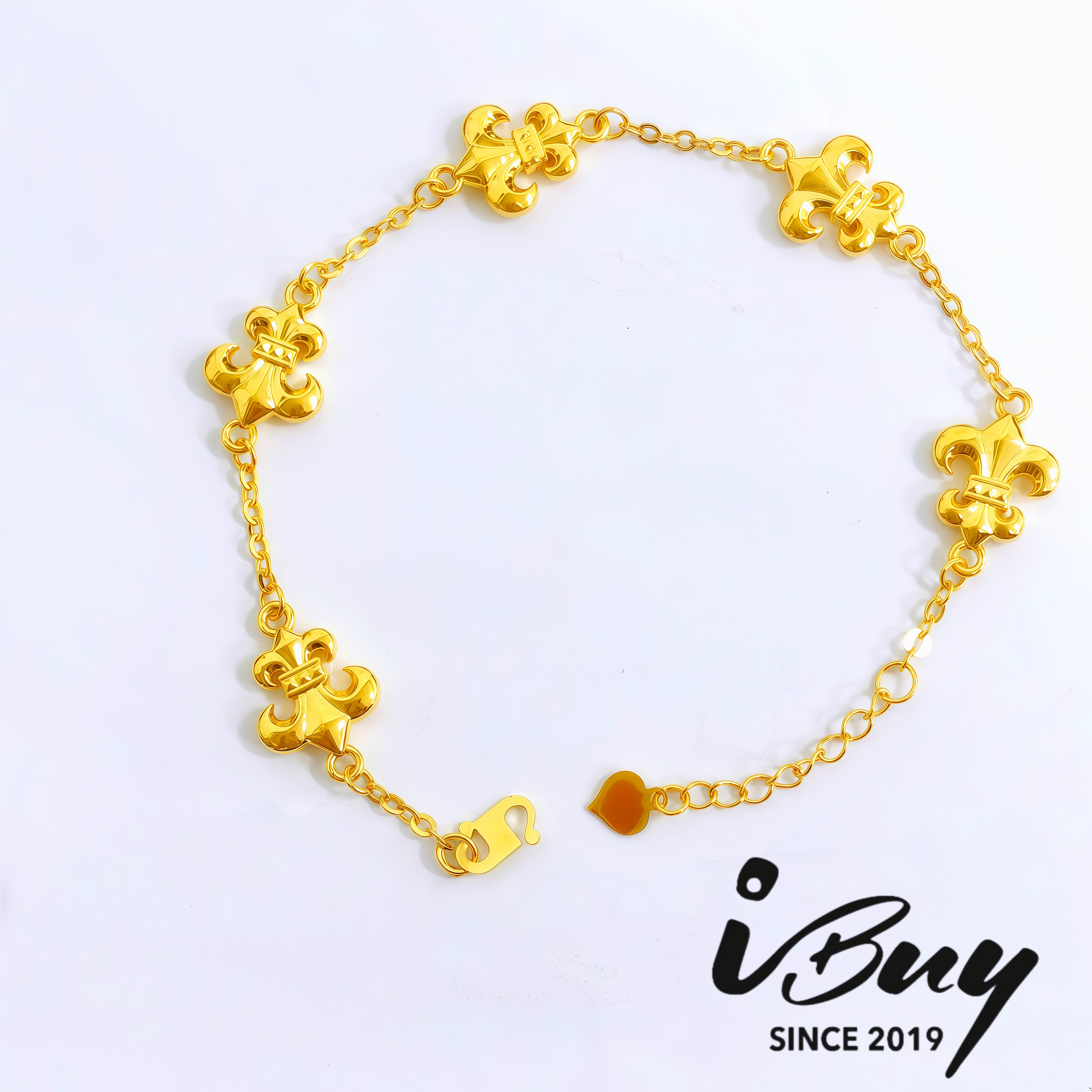 916 HARD GOLD 9MM IRIS FLOWER BRACELET 16CM - 18CM 916 硬金 9MM 鸢尾花手链 16CM - 18CM