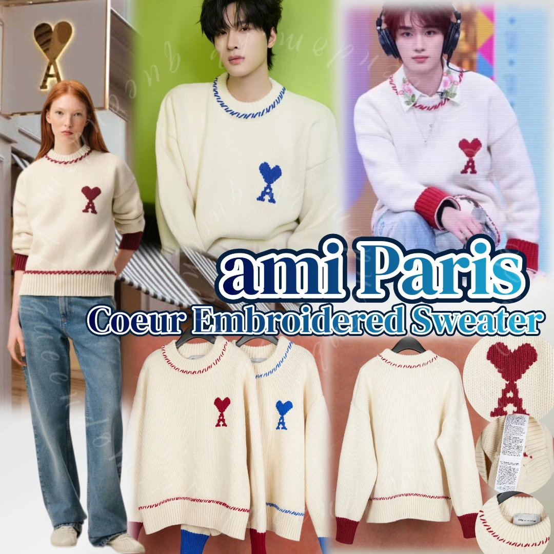 AMI Paris Coeur Embroidered Sweater 手工串繩圓領羊毛冷衫
