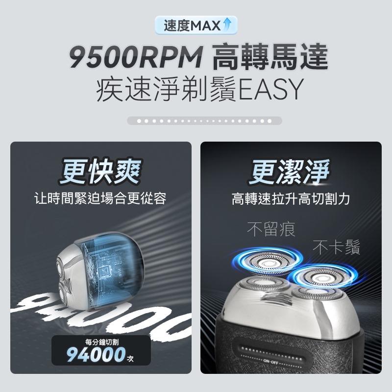  新品上架🥳德國iLIVI Mini-Max迷你超鋒高轉速淨360°環貼感應滑控乾濕電鬚刨（黑紳士禮盒）	