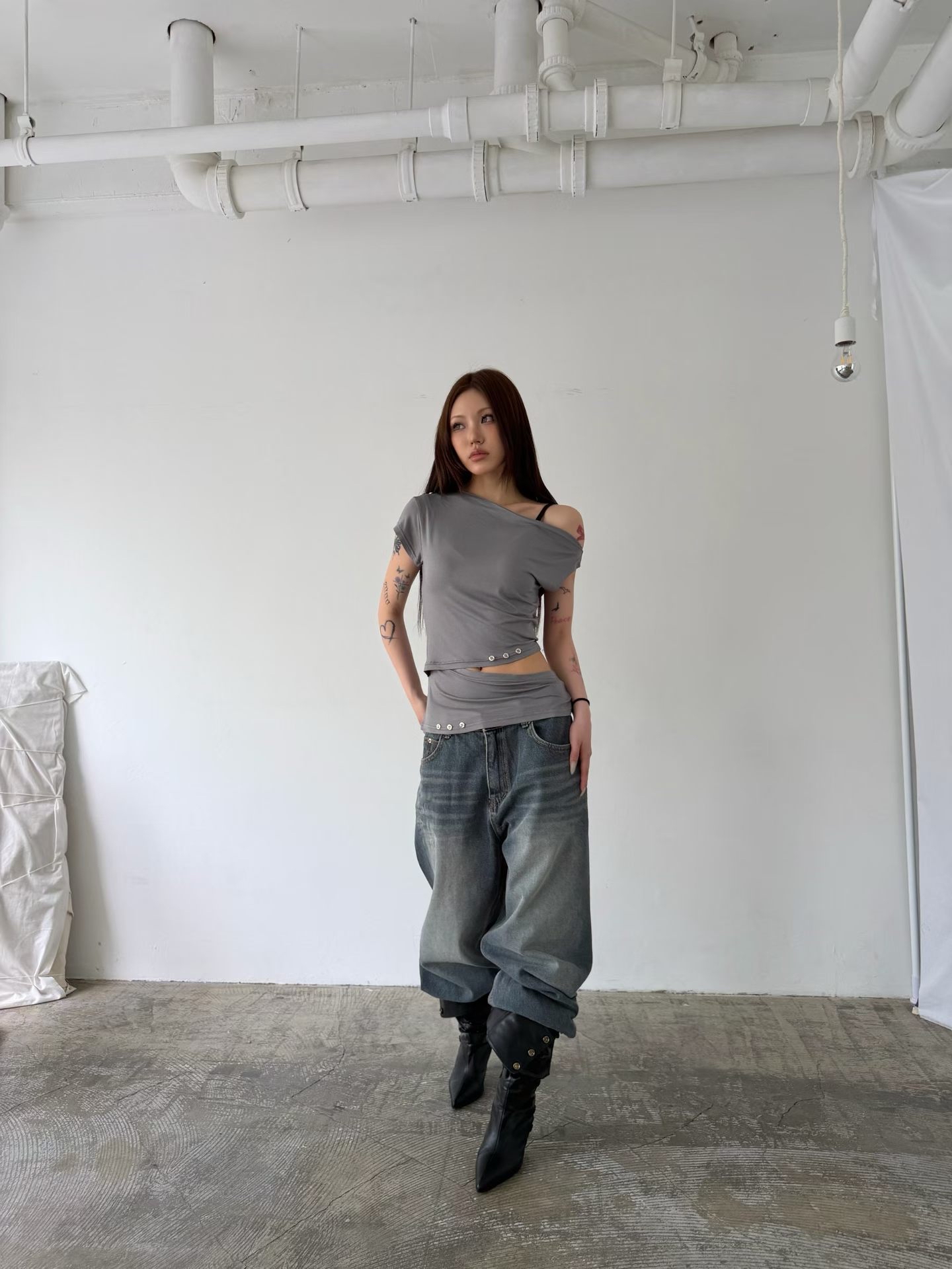 Asymmetric Ruched Cutout Top