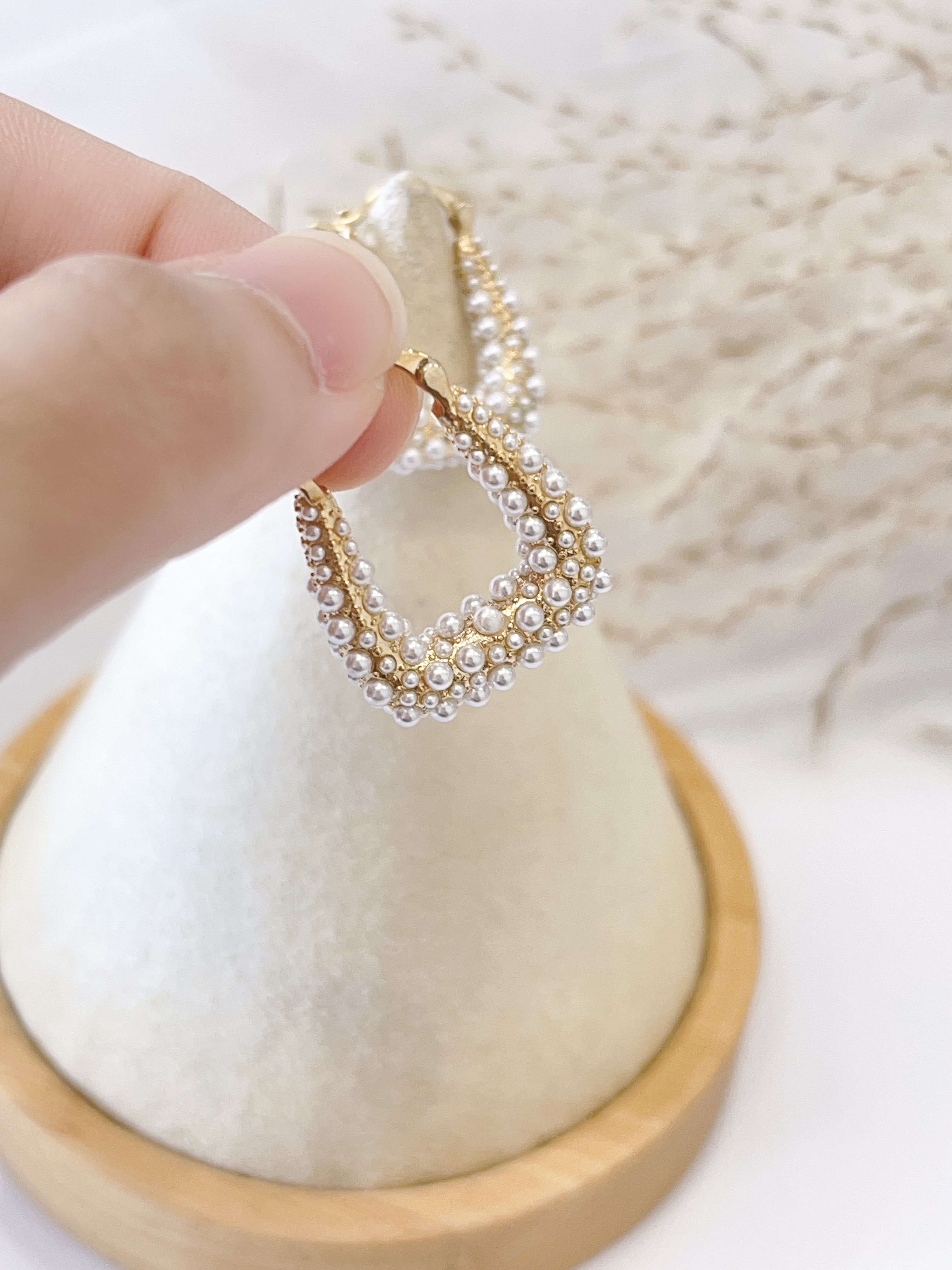 满珍珠个性风耳扣耳环