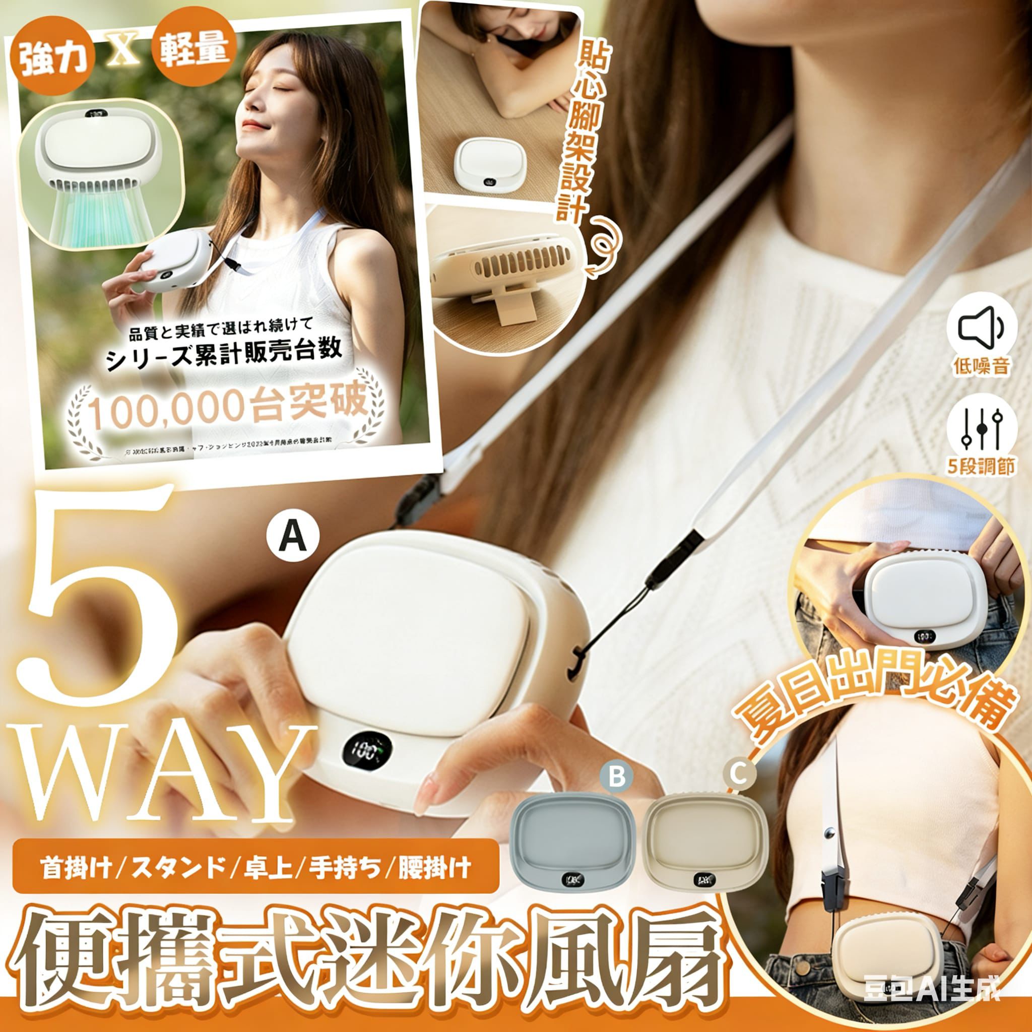 $85件。2件起$75件。5合1便攜渦輪風扇