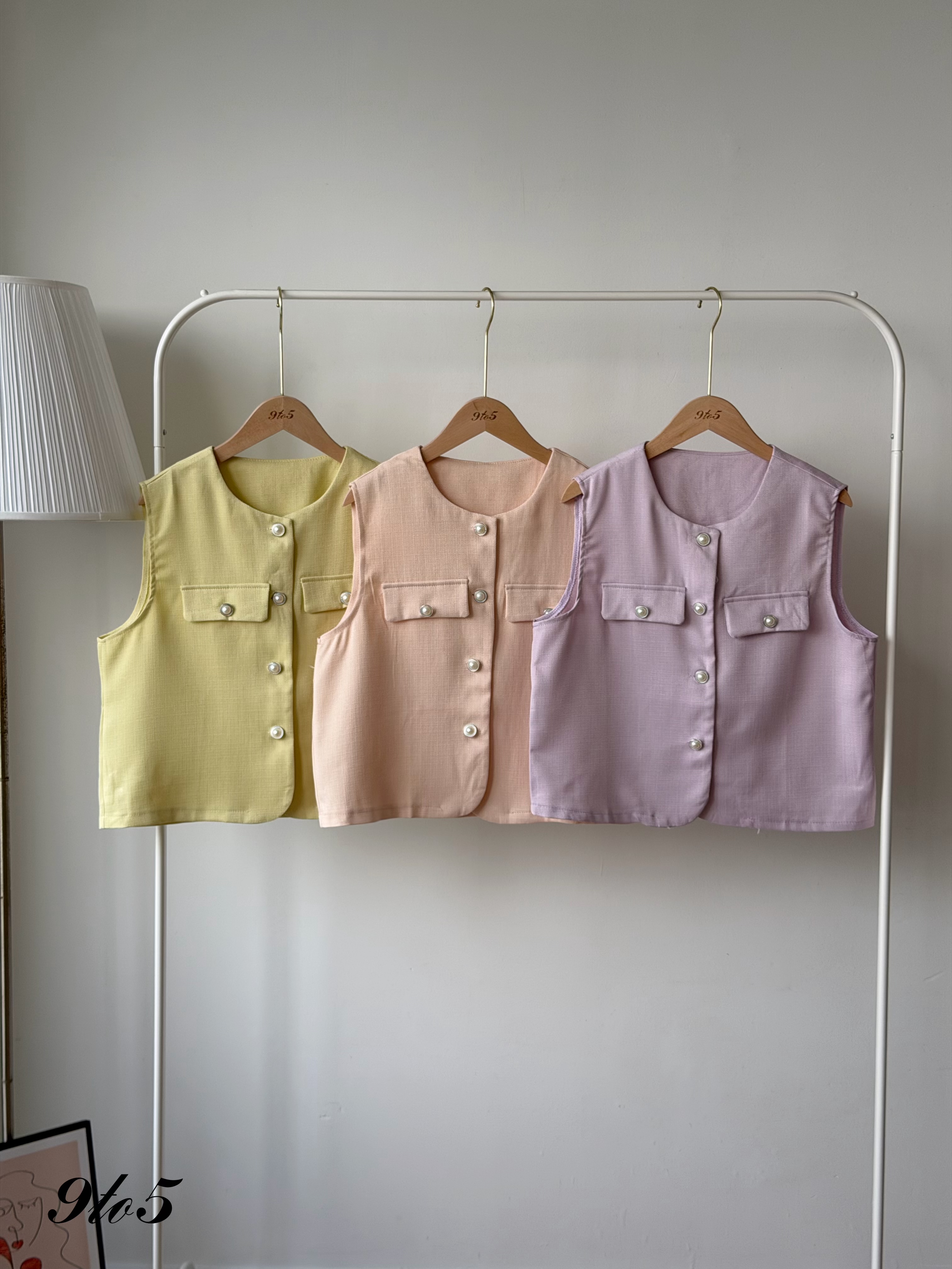 T4462 Sleeveless Tweed Top - 3 Colors 
