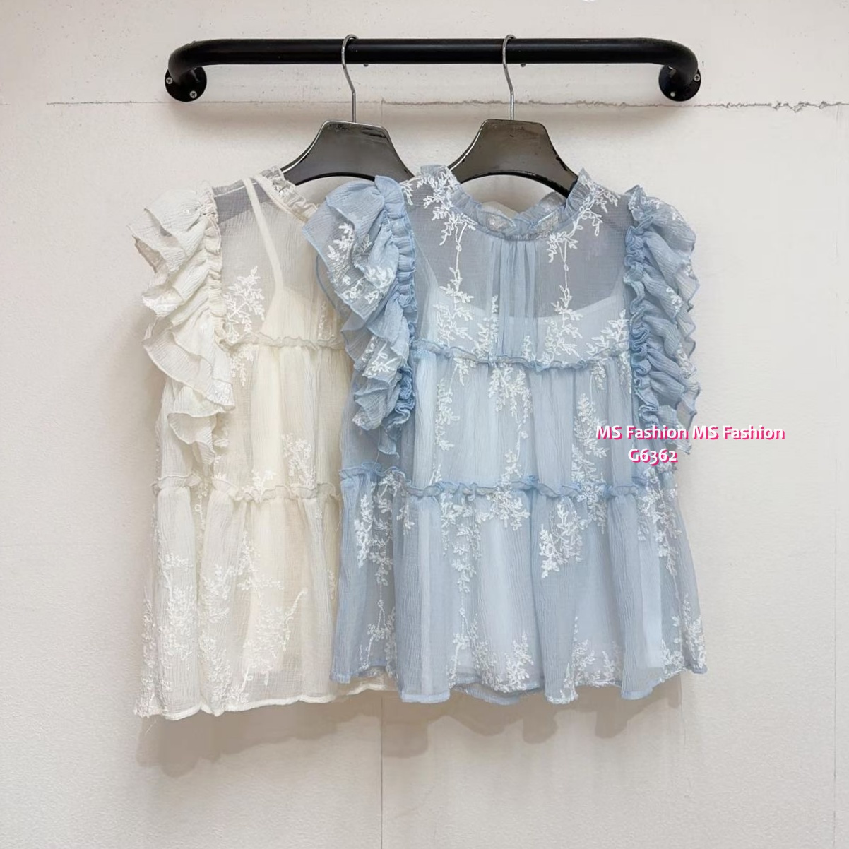 G6362 花花ruffle top set