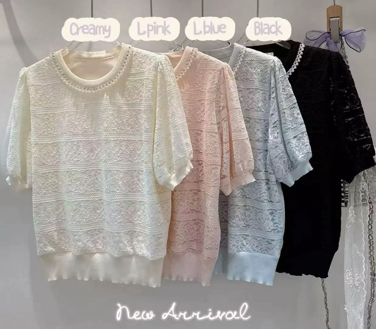 🌟高質蕾絲x針織料珠珠領top🌟(胸40~44寸 長22寸)