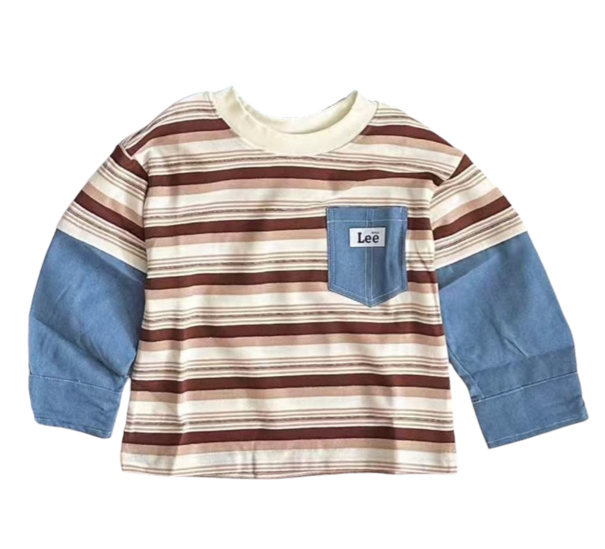 B0088牛仔拼接長袖