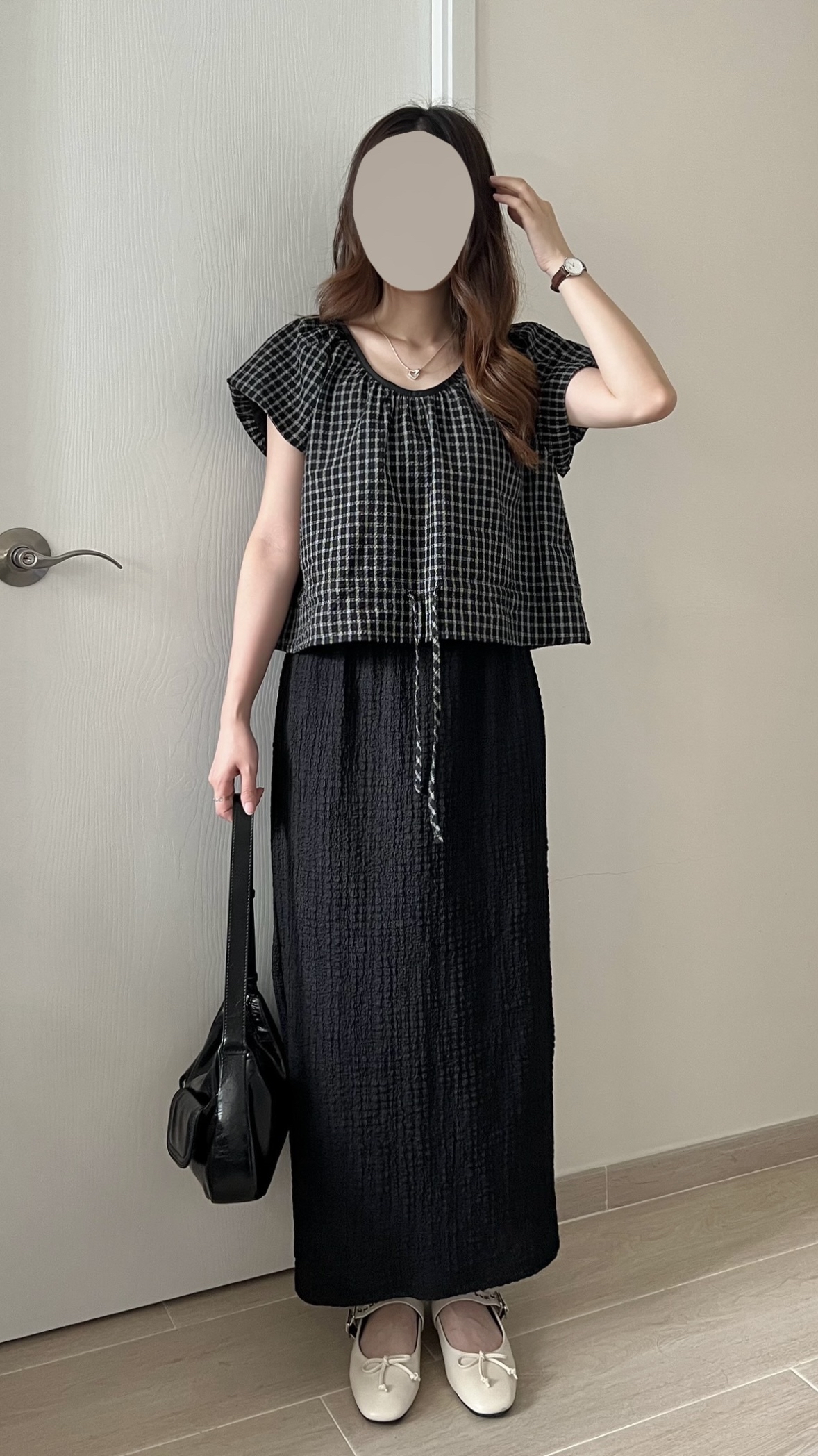 推薦 免熨寬鬆格紋blouse 